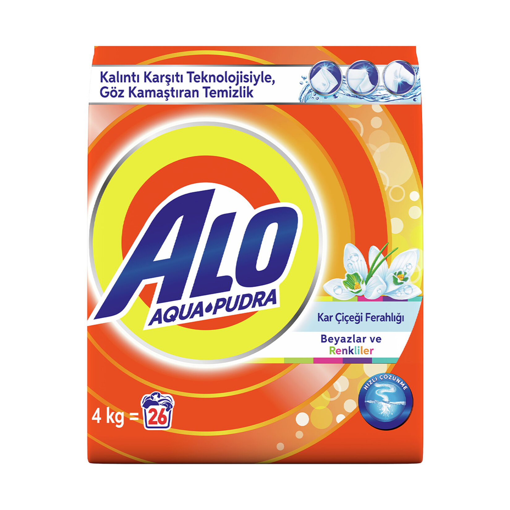 Alo 4 Kg Kar Çiçeği Ferahlığı Beyazlar ve Renkliler Aquapudra Toz Deterjan