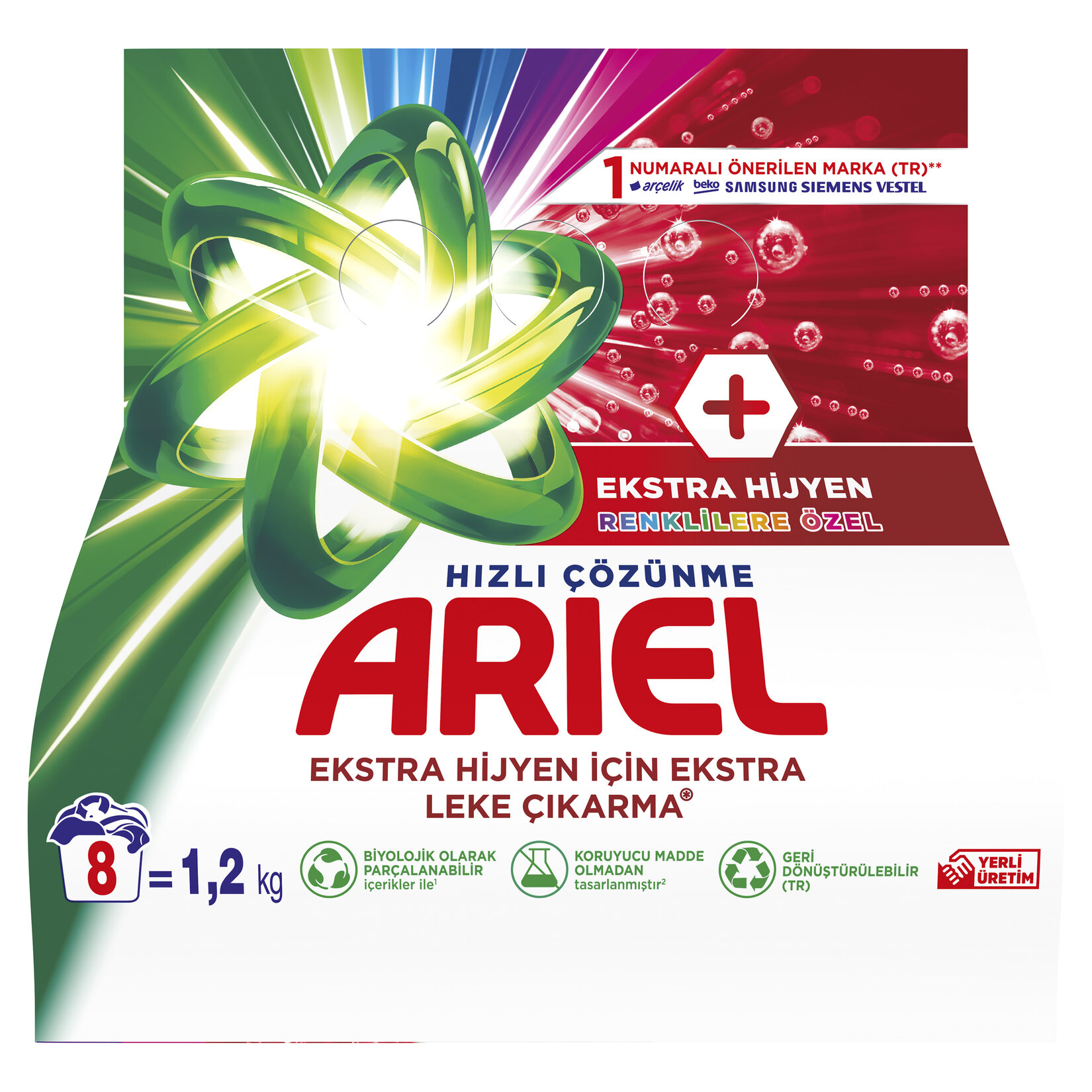 Ariel Oxi Etkili 8 Yıkama Renkli Toz Deterjan 1.2Kg