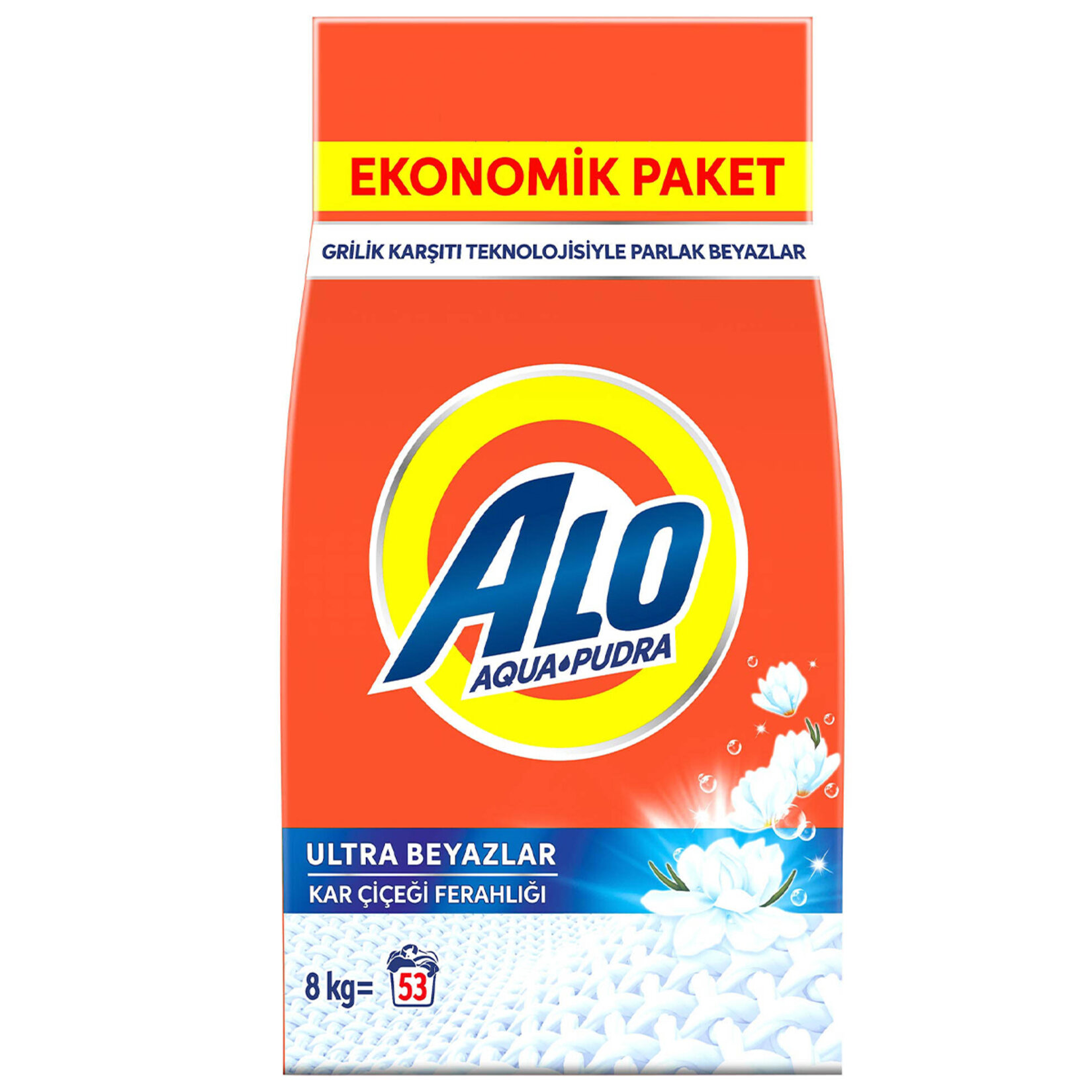 Alo 8 Kg Ultra Beyazlar Kar Çiçeği Ferahlığı AquaPudra Toz Deterjan