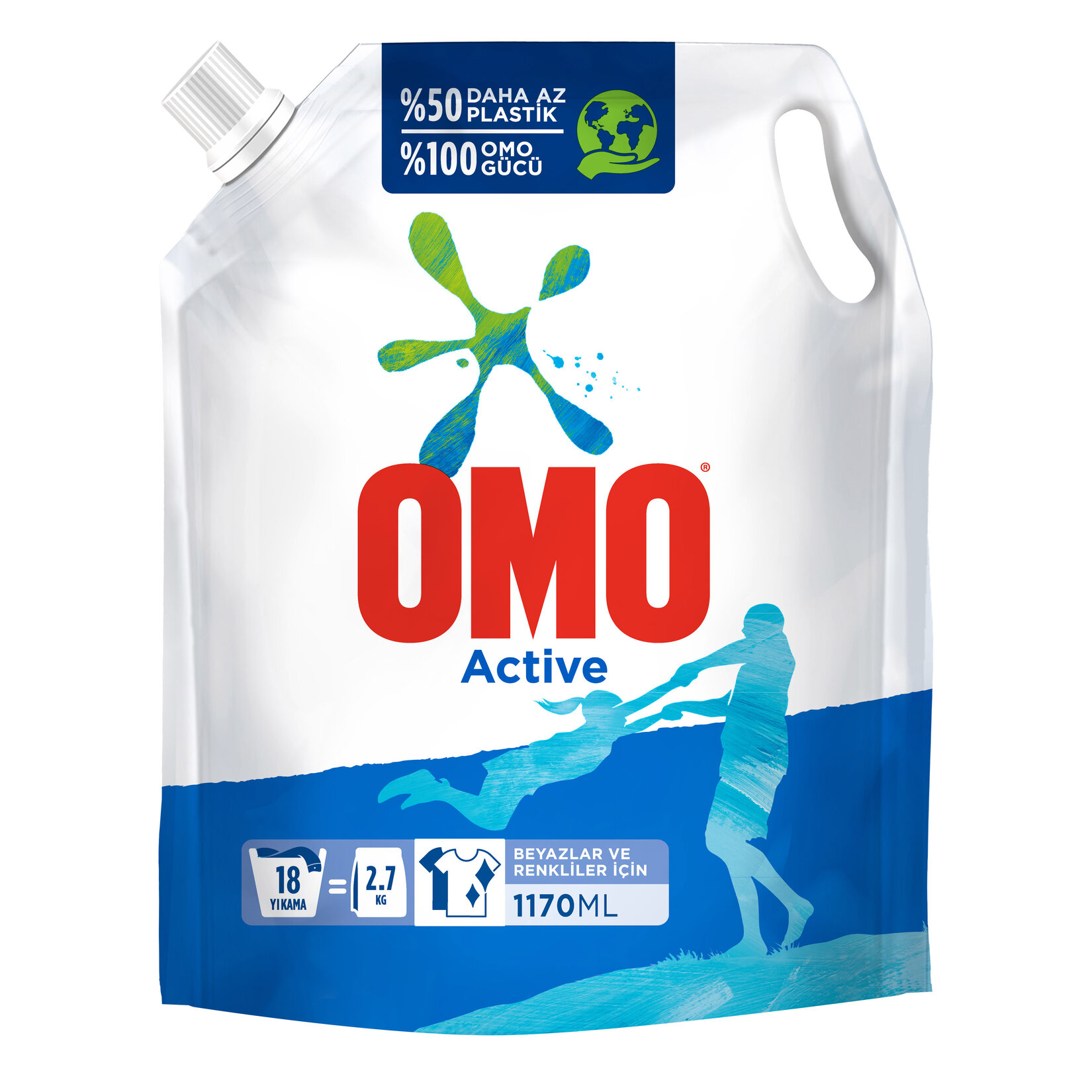 Omo Pouch Active Sıvı Deterjan 18 Yıkama 1170 Ml