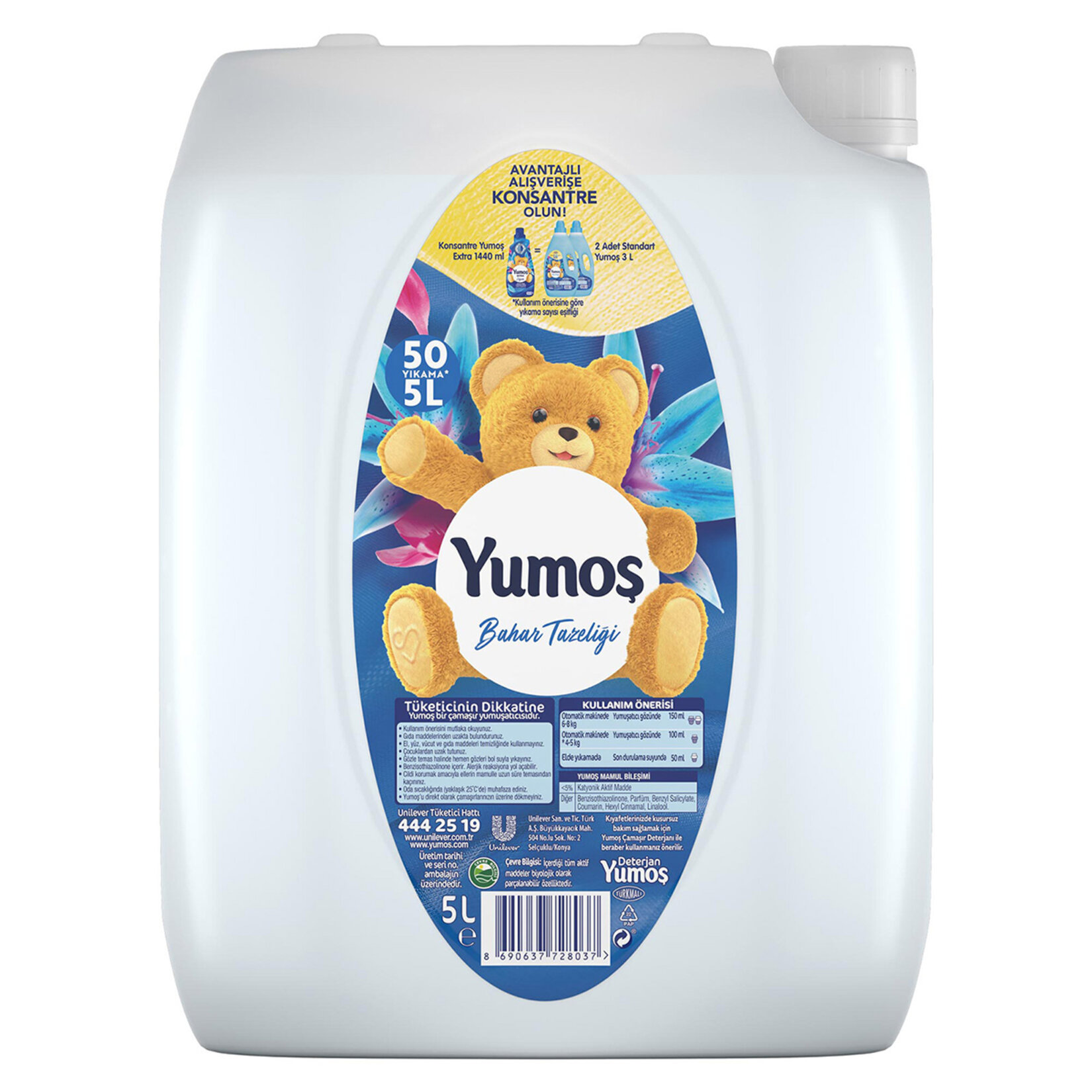 Yumoş Çamaşır Yumuşatıcısı Bahar Tazeliği 5 LT 50 Yıkama 