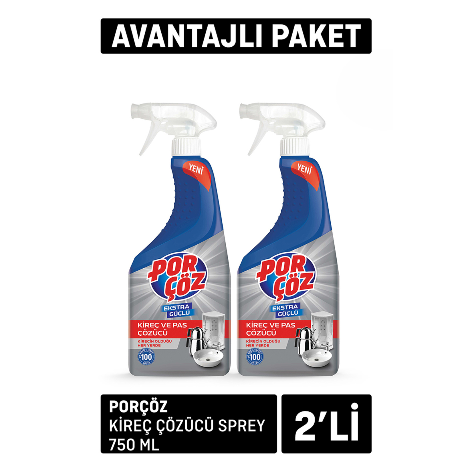 Sanal Porçöz Kireç Çözücü Sprey 2 X 750 Ml