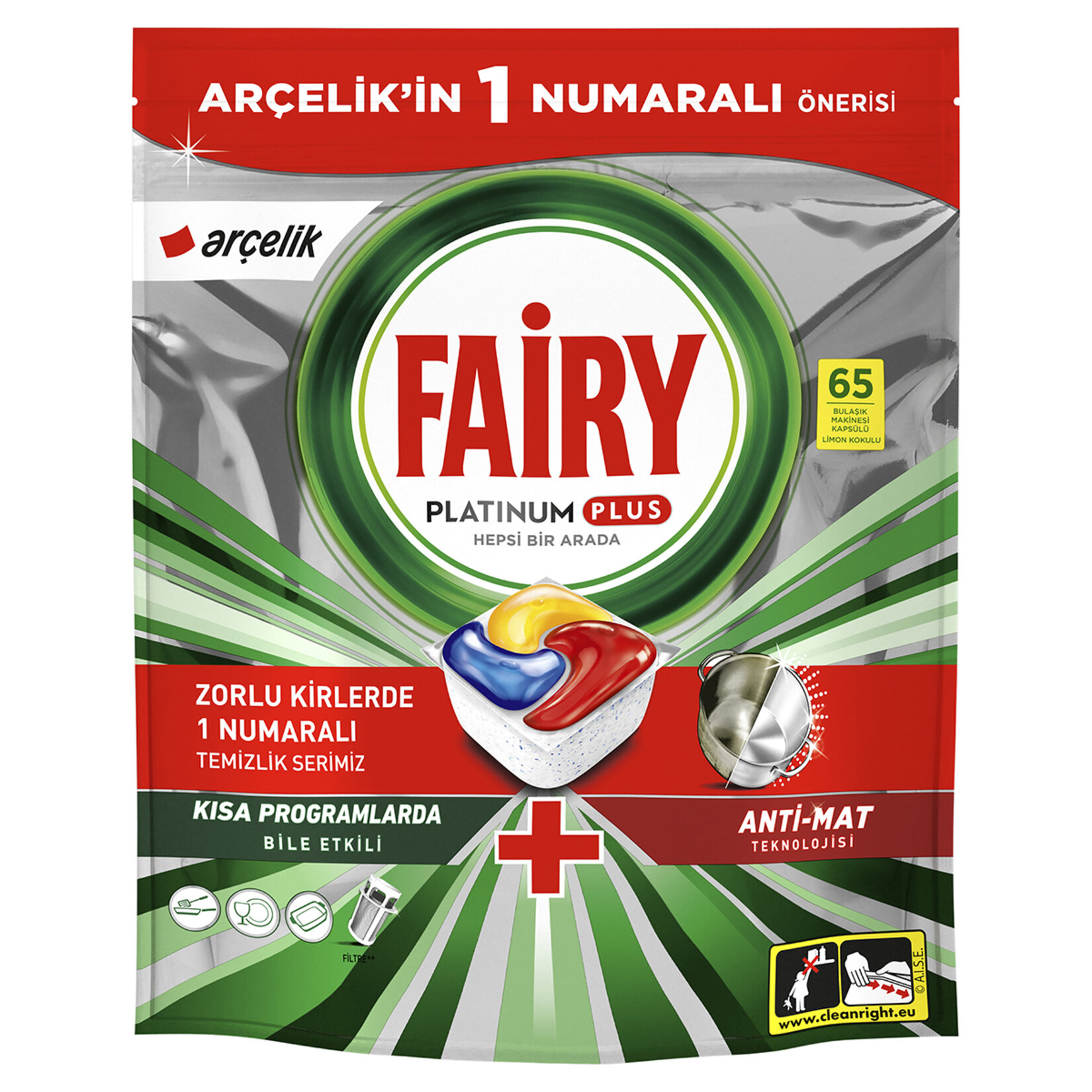 Fairy Platinum Plus Bulaşık Makinesi Kapsülü 65'li 1.008 G
