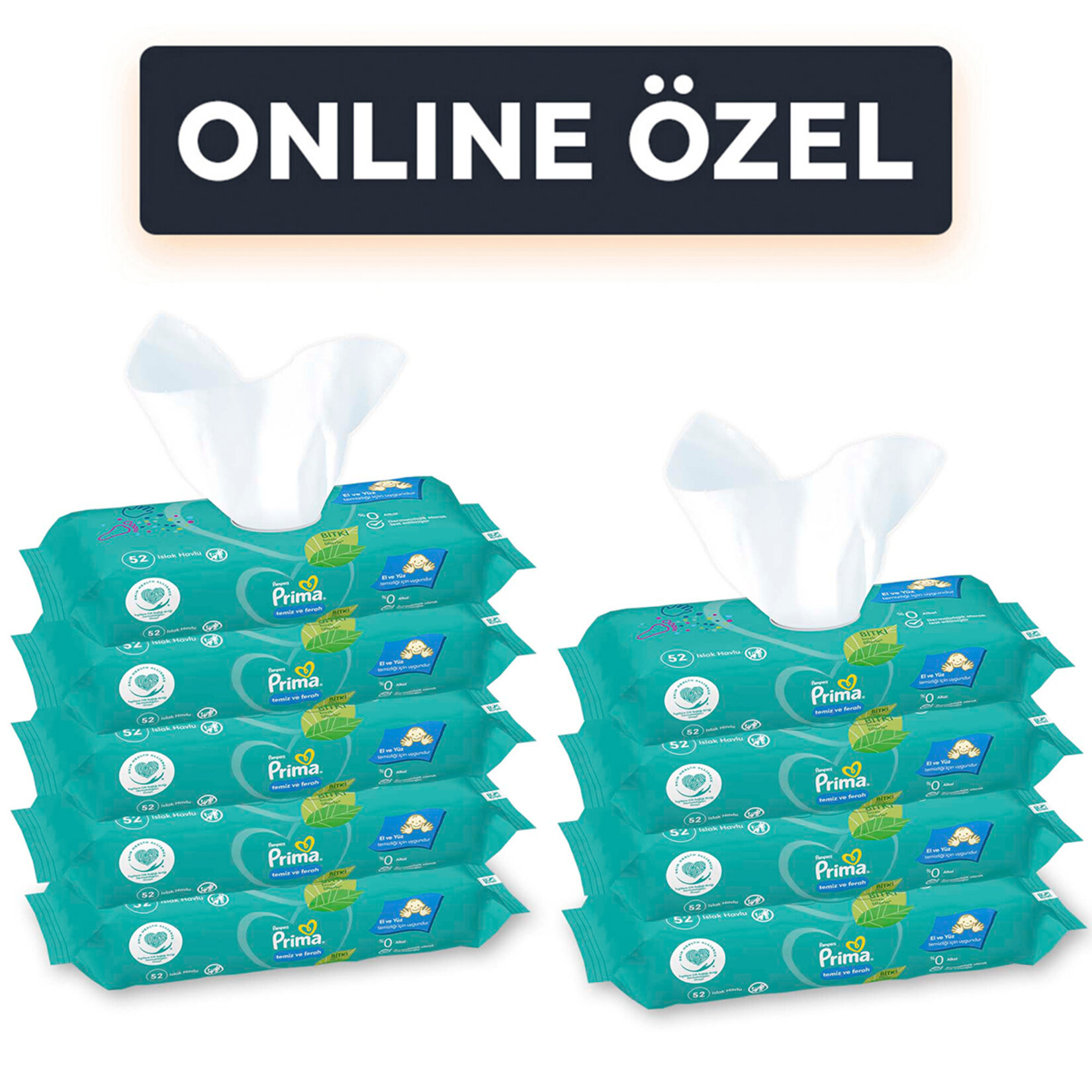 Prima Temiz ve Ferah Islak Mendil 9 Paket 468 Yaprak Islak Mendil