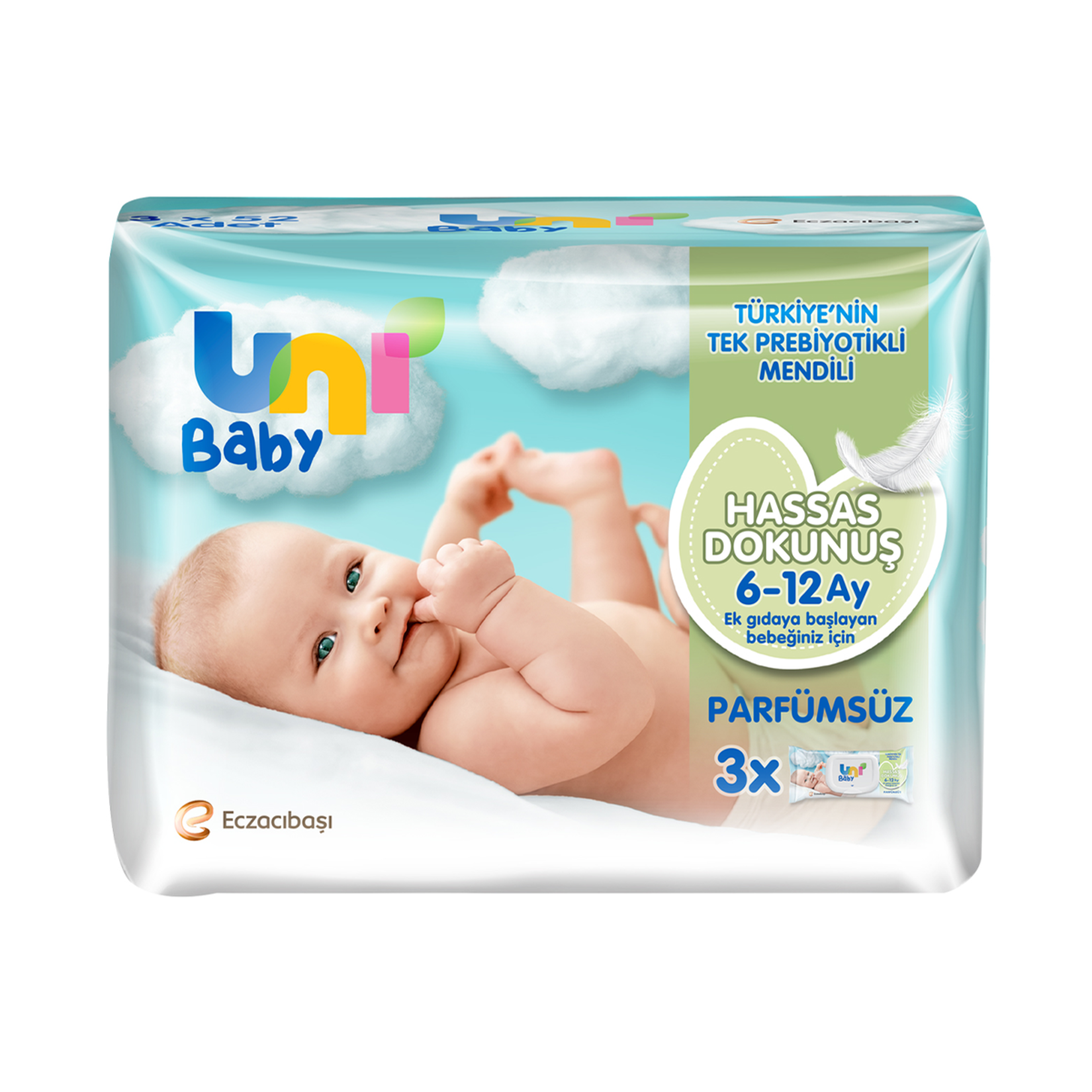 Uni Baby Hassas Dokunuş Islak Mendil 3X52'li