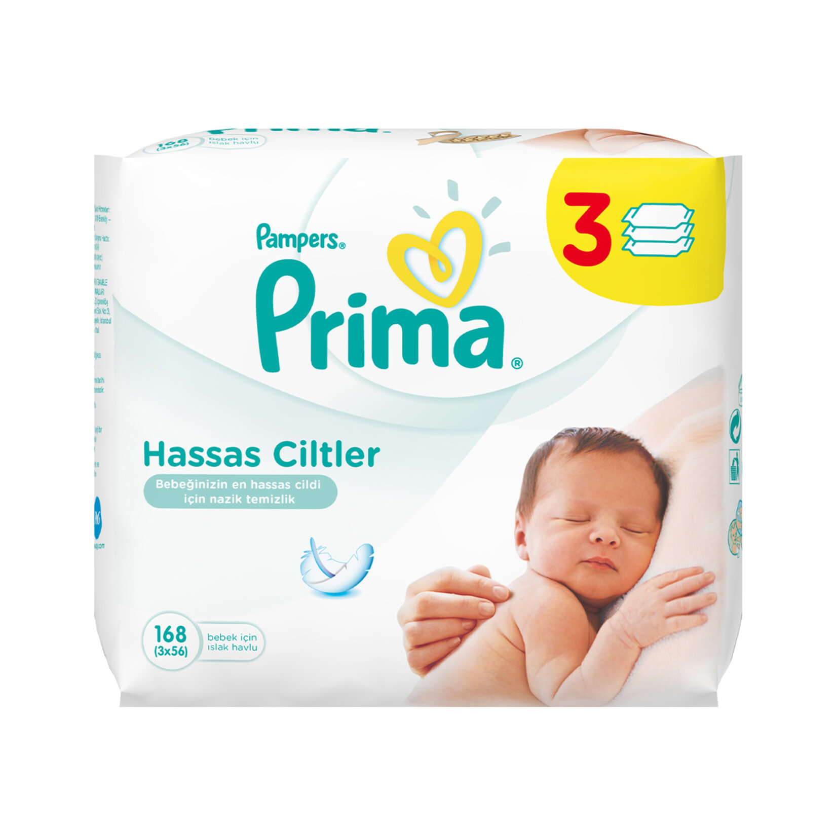 Prima Islak Havlu Hassas Ciltler İçin 3'Lü Fırsat Paketi 168 Yaprak