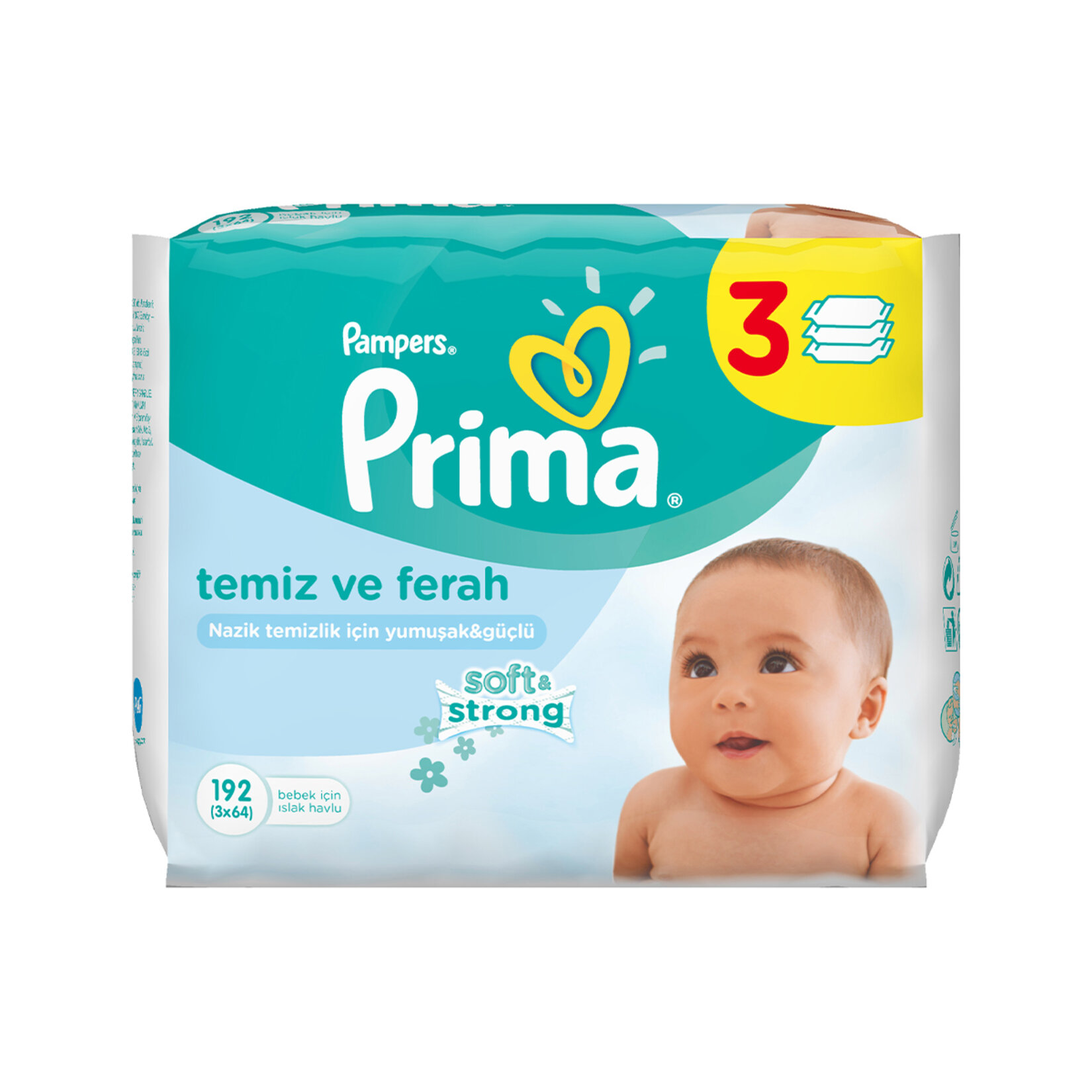 Prima Islak Havlu Temiz Ve Ferah 3'Lü Fırsat Paketi 192 Yaprak