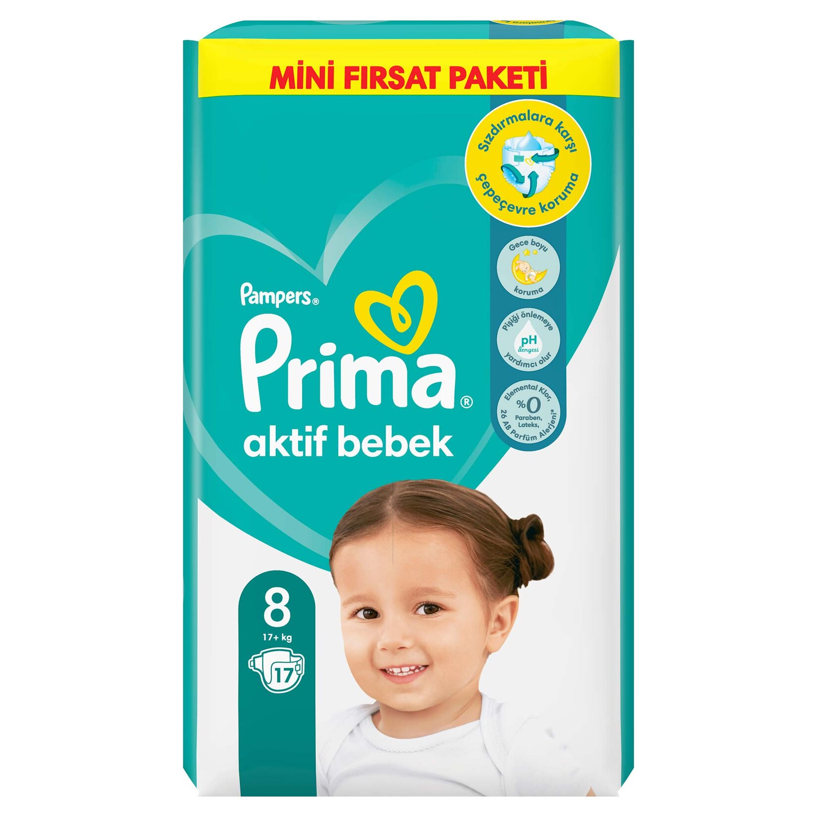 Prima Bebek Bezi Aktif Bebek 8 Beden 17 Adet Mini Fırsat Paketi