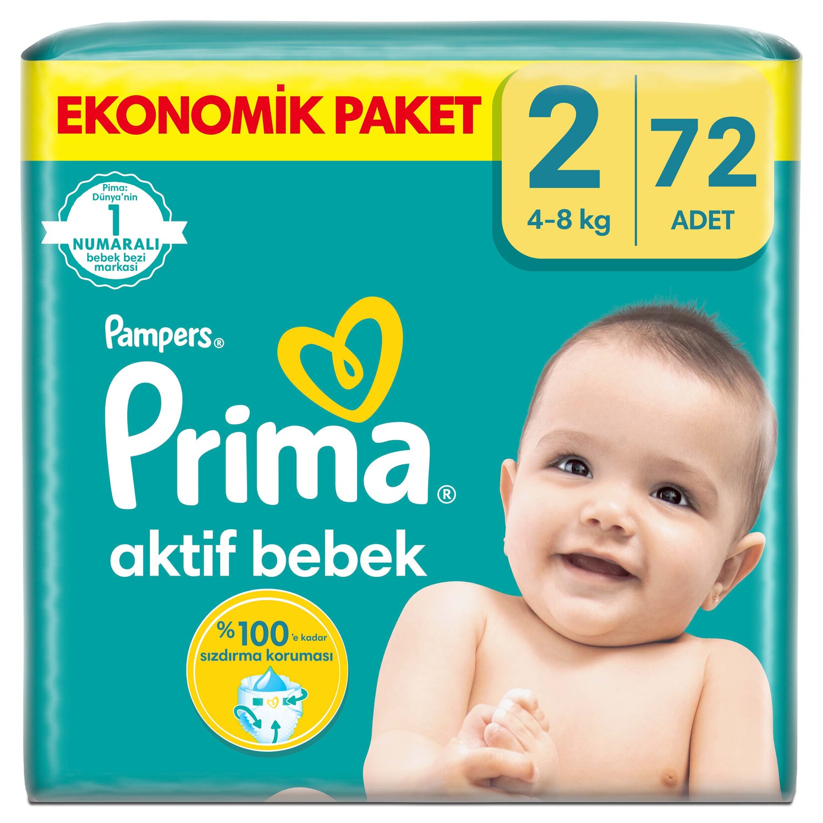 Prima Aktif Bebek Ekonomik Paket 2 Beden 4-8 Kg 72 Adet