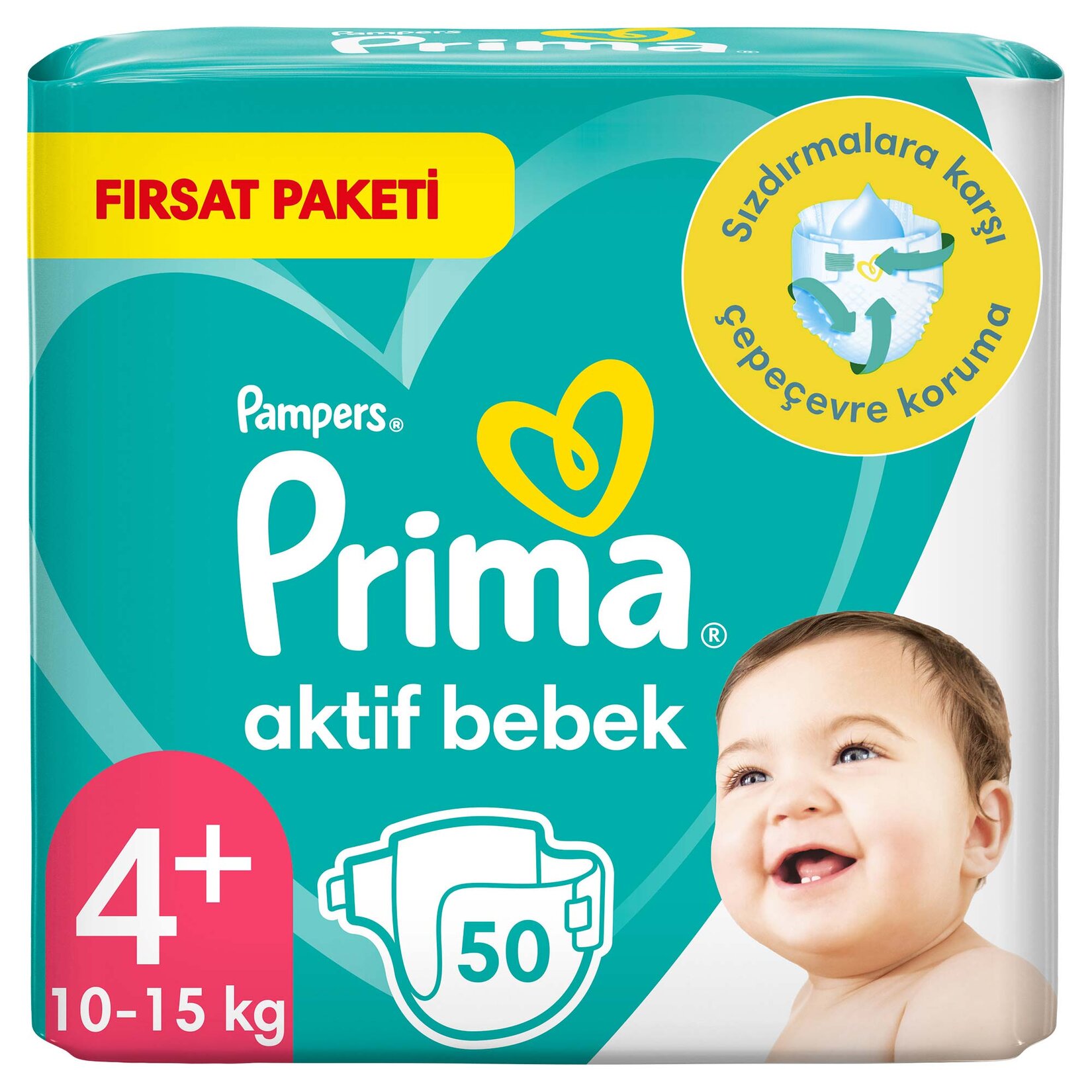 Prima Bebek Bezi Aktif Bebek 4+ Beden 50 Adet Fırsat Paketi
