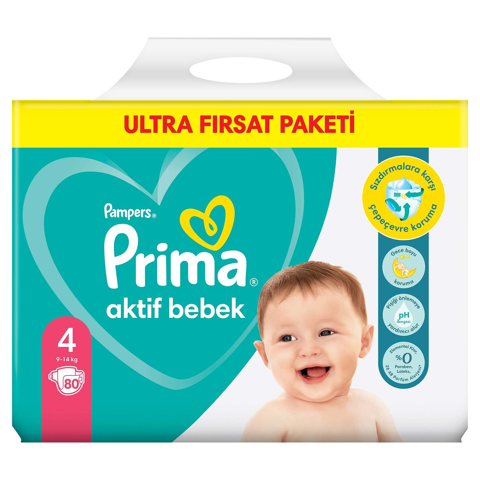 Prima Bebek Bezi Aktif Bebek 4 Beden 80 Adet Ultra Fırsat Paketi