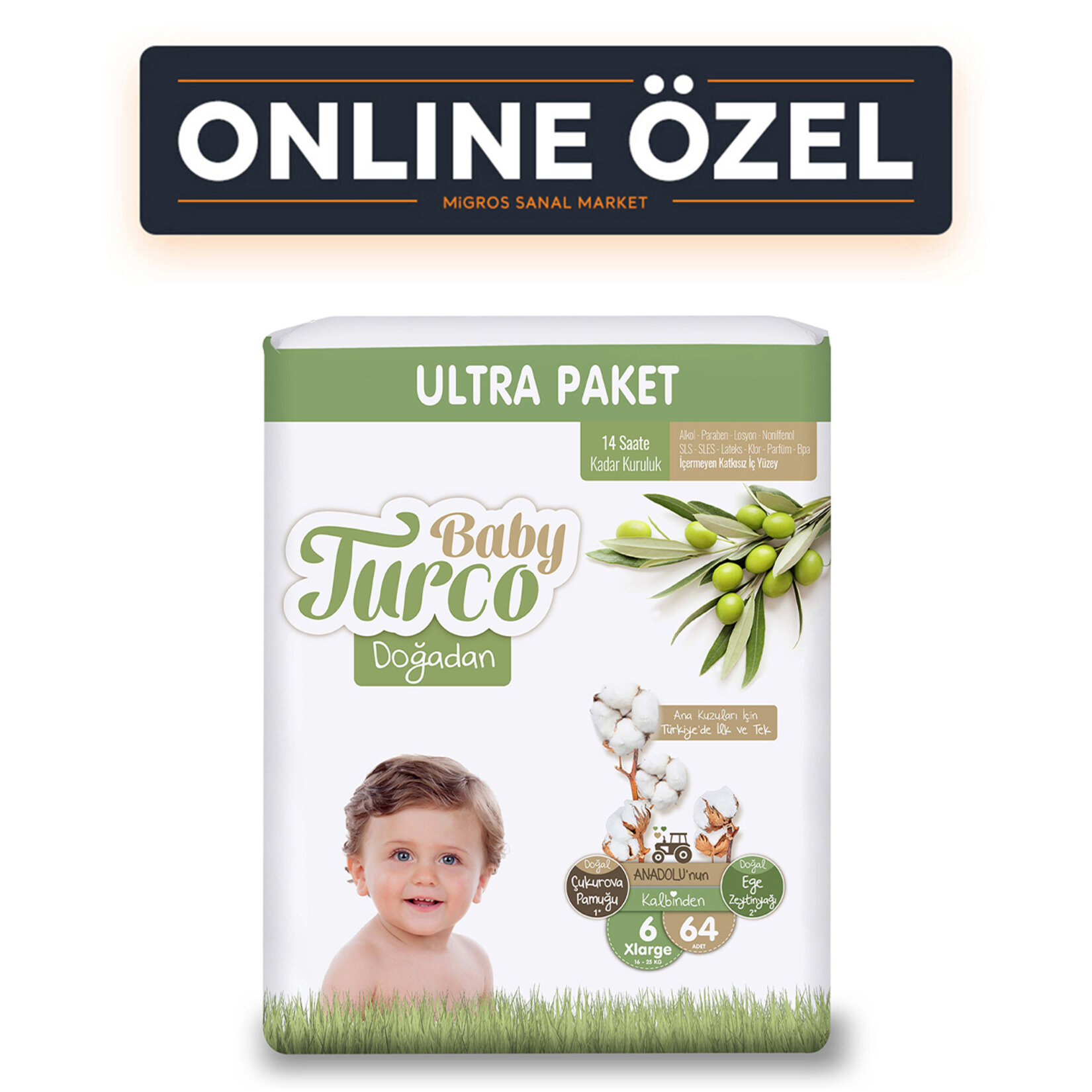 Baby Turco Doğadan Ultra Pkt 6 No Extra Lrge 64'Lü