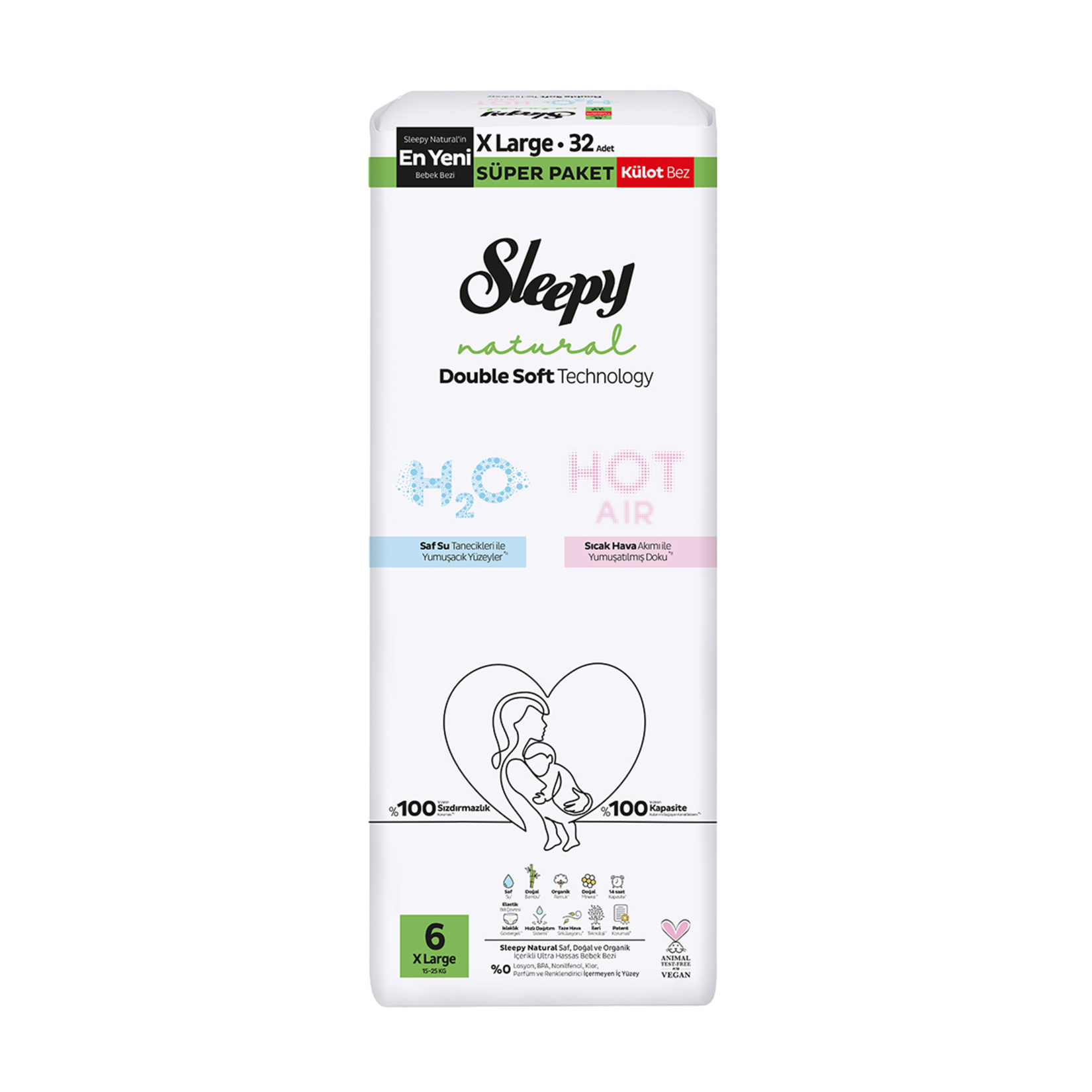Sleepy Natural Double Soft Süper Külot Bez 6 No 15-25 Kg 32'li