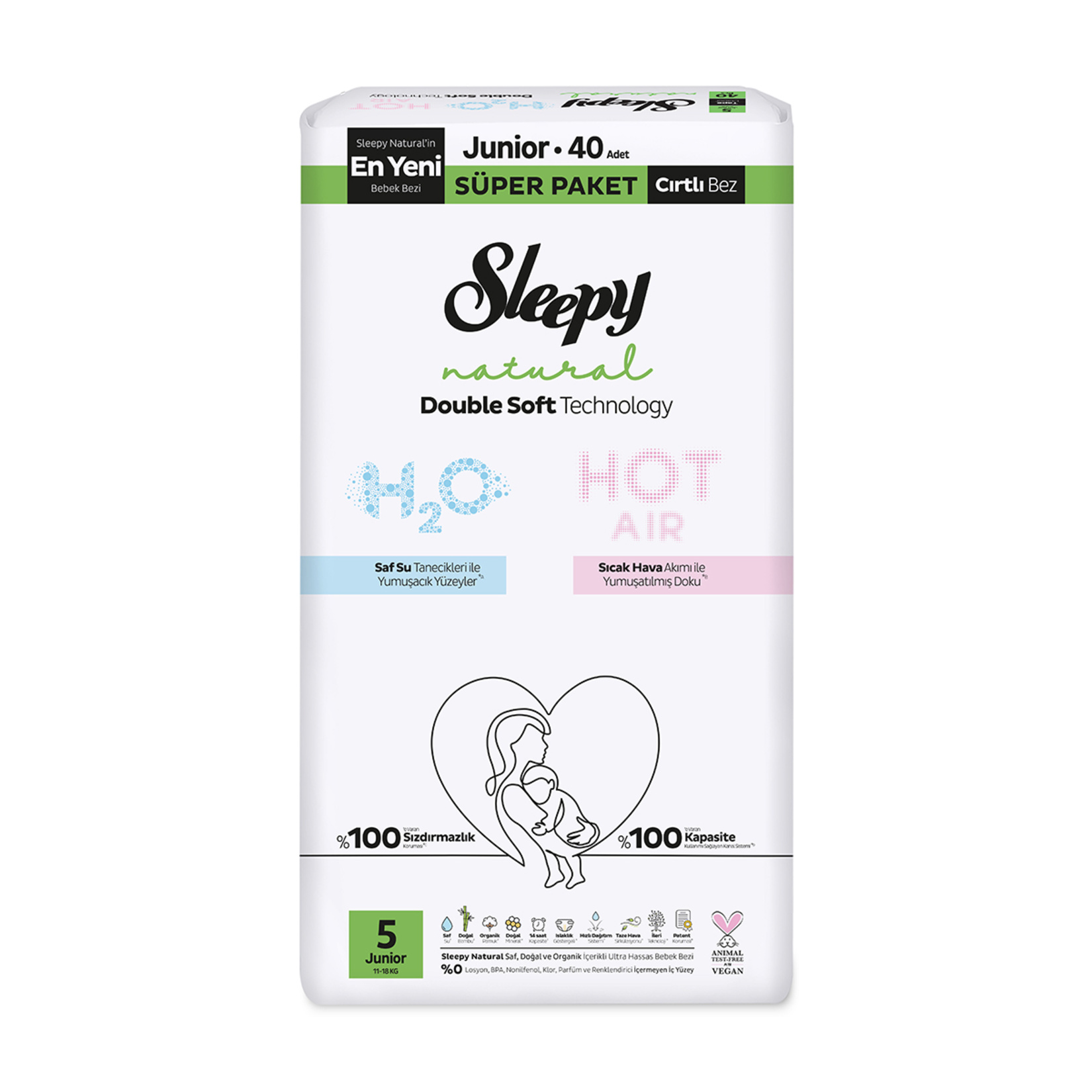 Sleepy Natural Double Soft 5 No 11-18 Kg 40'lı