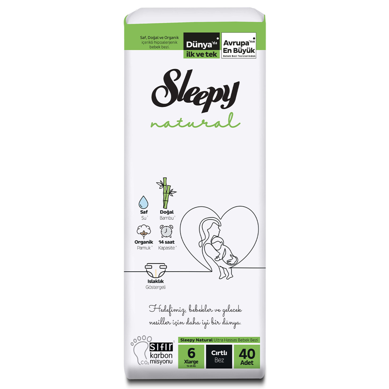 Sleepy Natural Jumbo Paket 6 No XL 15-25 Kg 40'lı