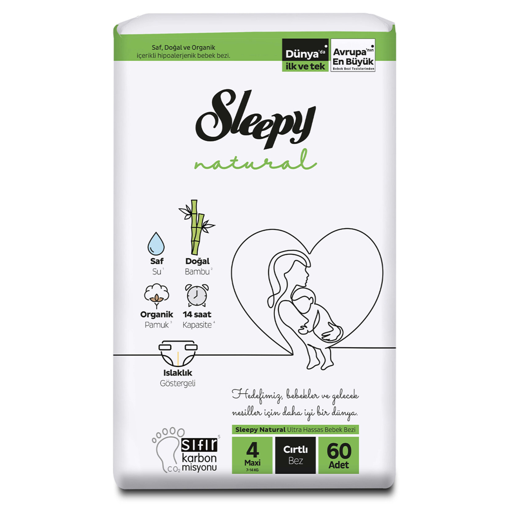 Sleepy Natural Jumbo Paket 4 No Maxi 7-14 Kg 60'lı