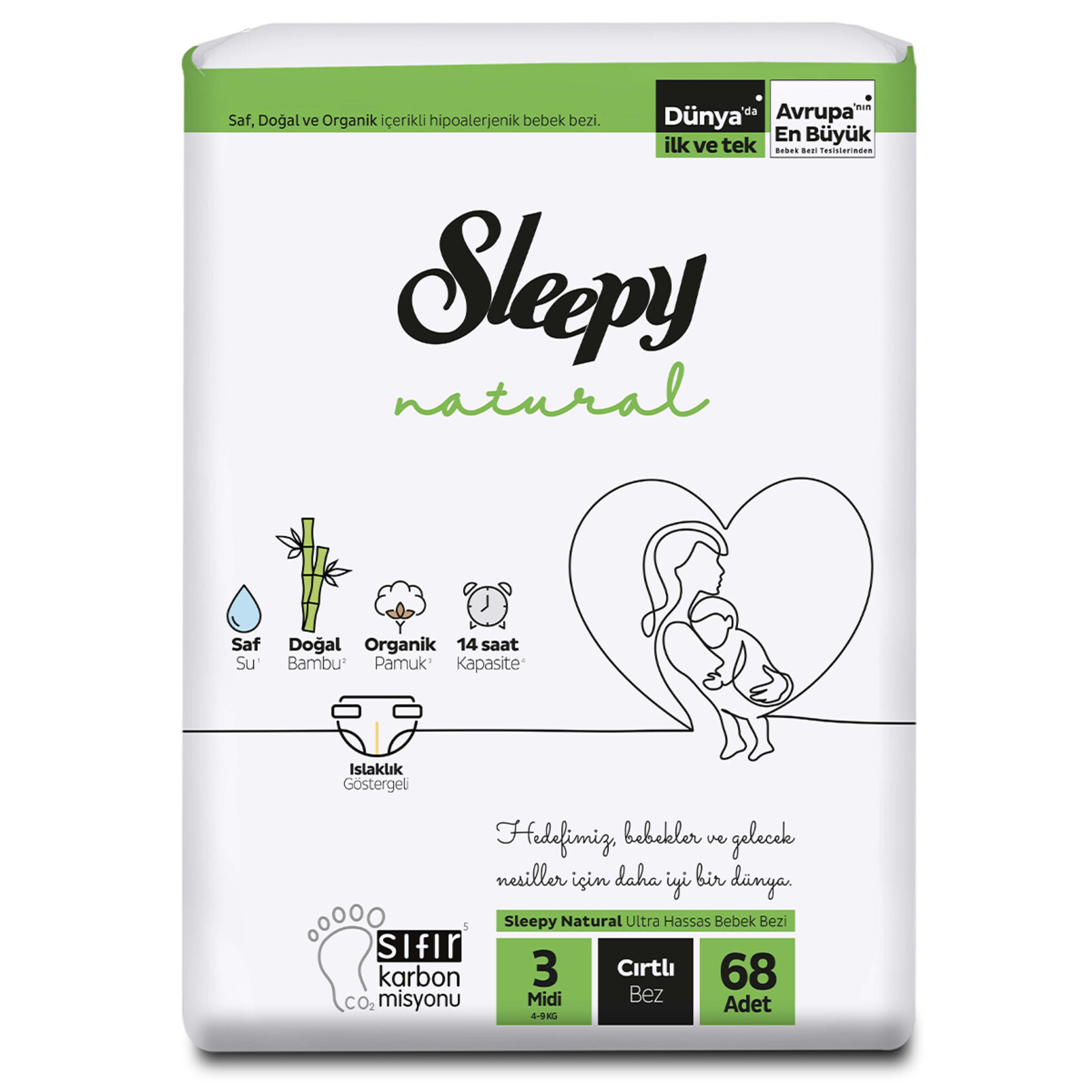 Sleepy Natural Jumbo Paket 3 No Midi 4-9 Kg 68'li