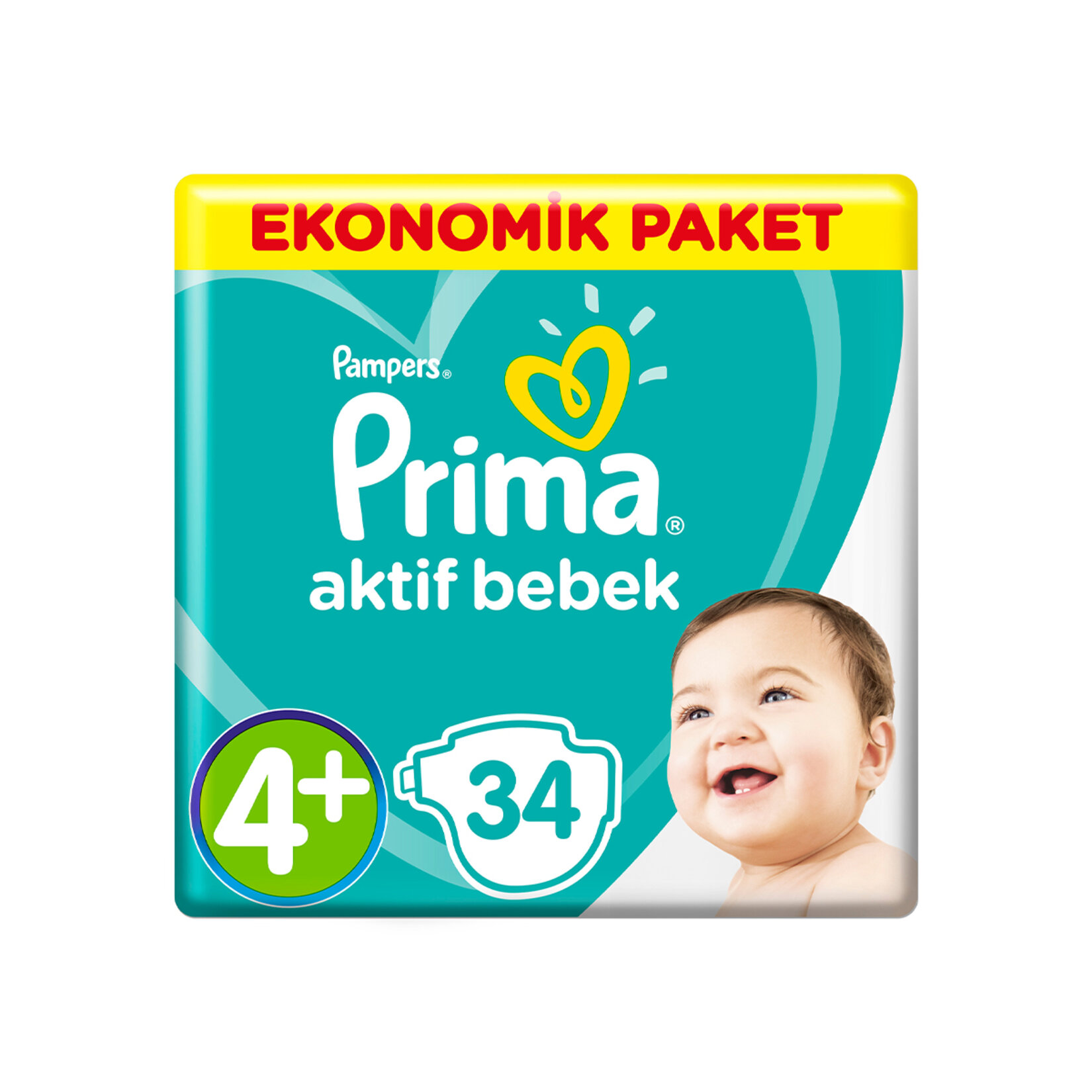 Prima Aktif Bebek Maxi Plus 4+ Beden Eko 34 Adet 9-16 Kg