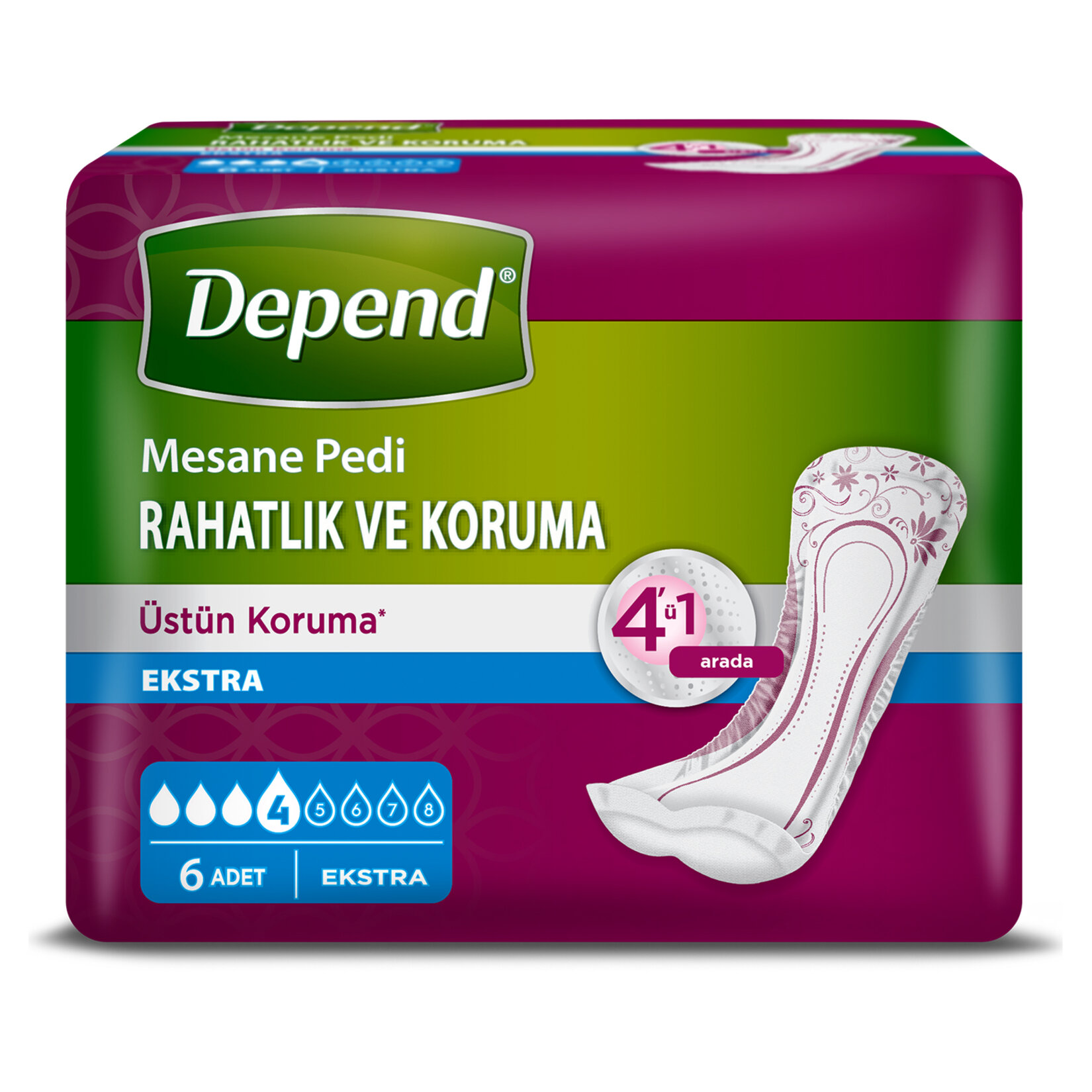 Depend Kadın Mesane Pedi Ekstra 6'lı