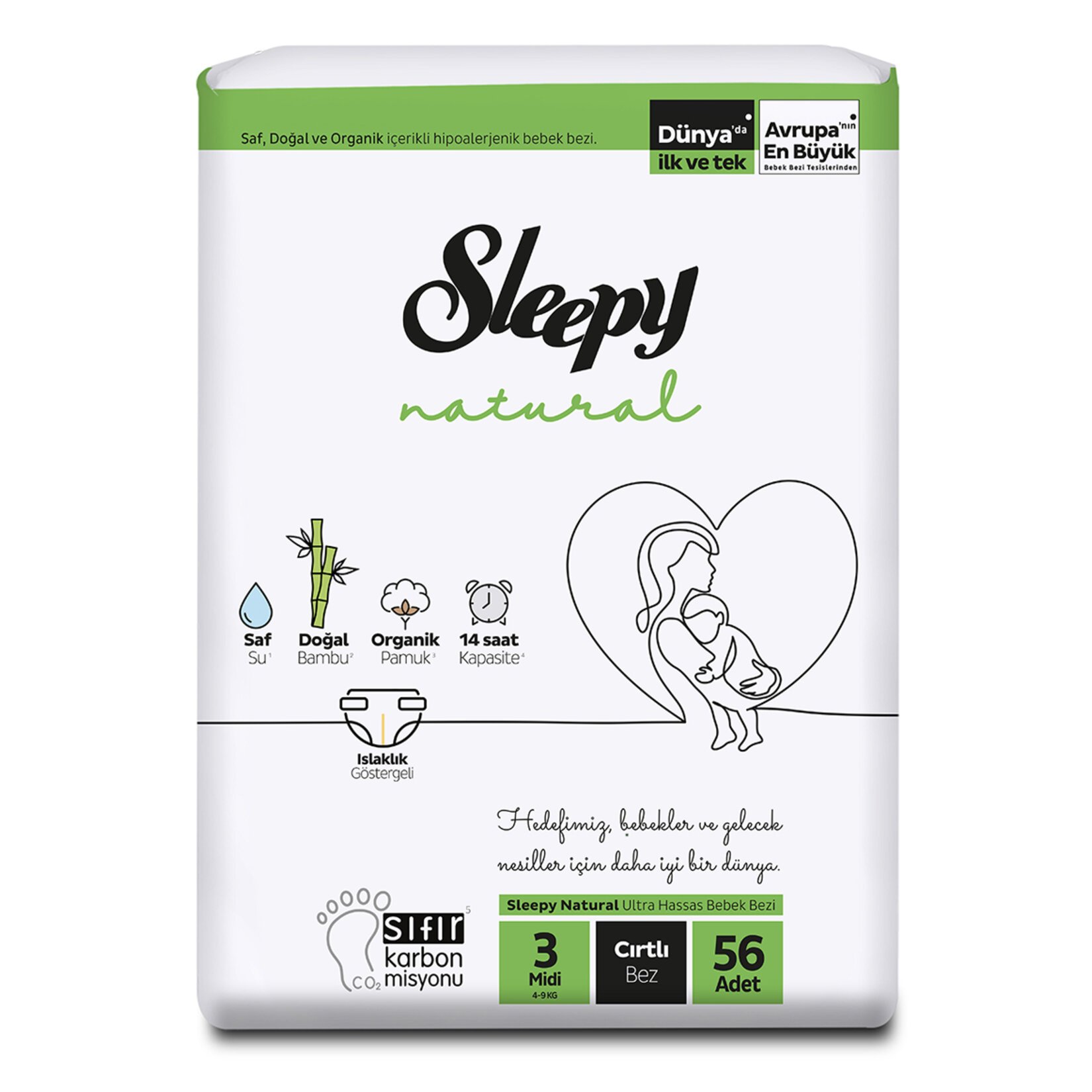 Sleepy Natural Jumbo Paket 3 Beden Mıdı 4-9 Kg 56'Lı