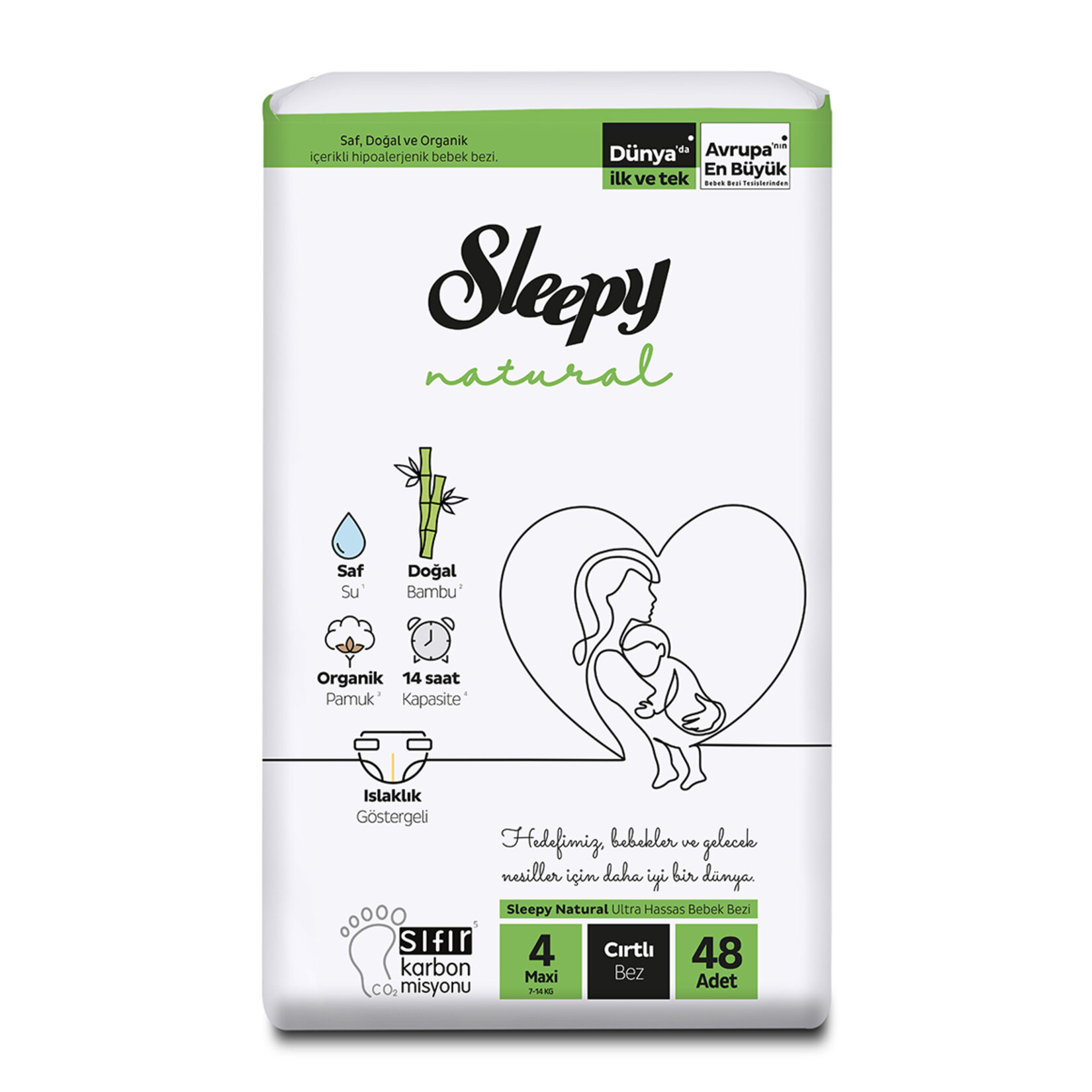 Sleepy Natural Jumbo Paket 4 Beden Maxı 7-14 Kg 48'Lı
