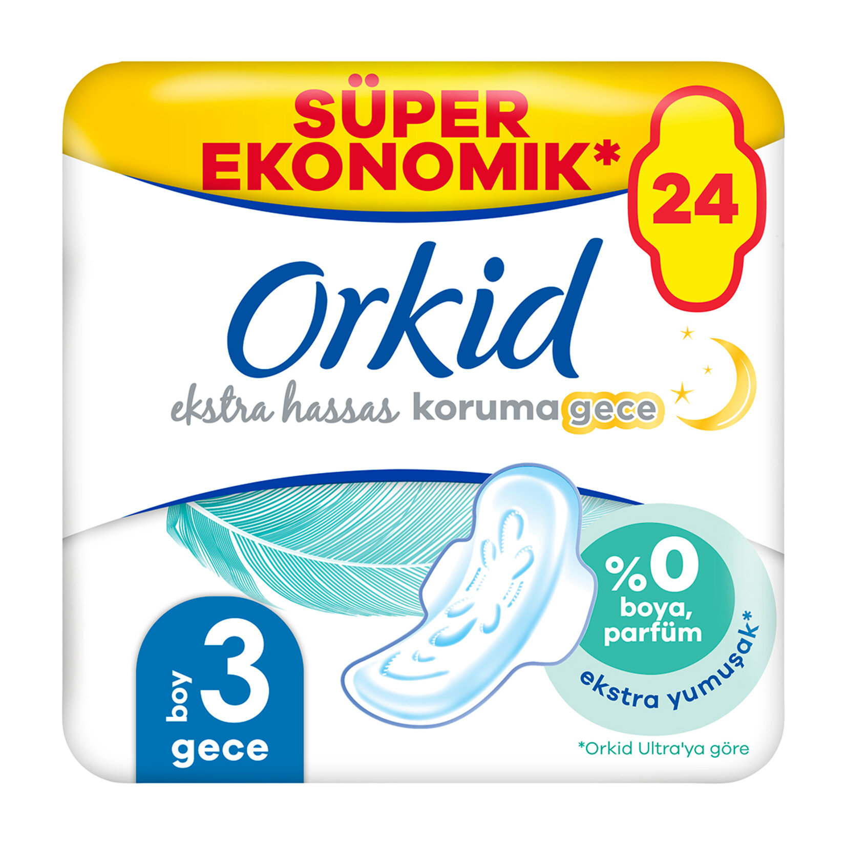 Orkid Ekstra Hassas Dörtlü Gece 24'lü