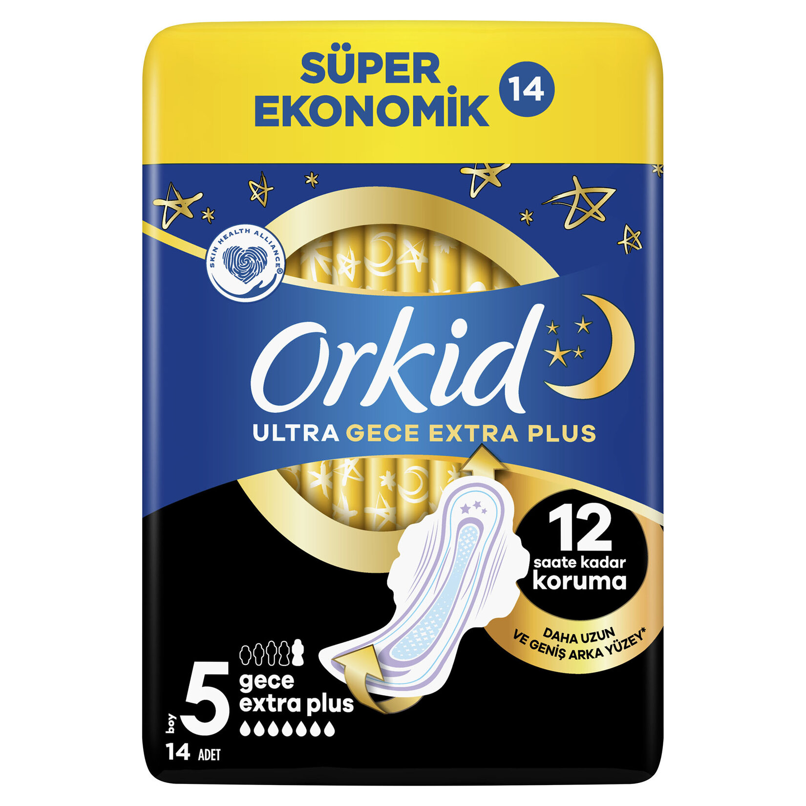 Orkid Ultra Ekstra Hijyenik Ped Gece Ekstra Plus 14 Adet Süper Ekonomik Paket