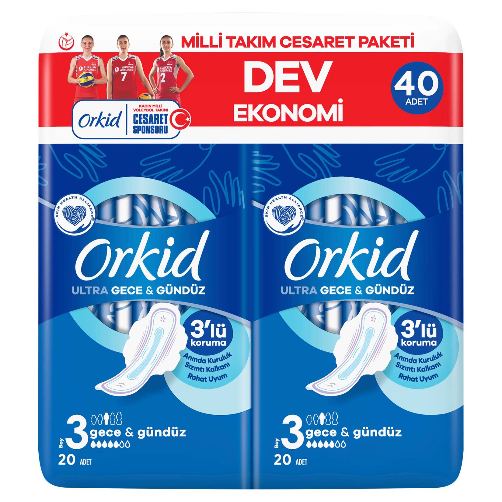 Orkid Ultra Extra Gece Hijyenik Ped 40'lı Cesaret Paketi 