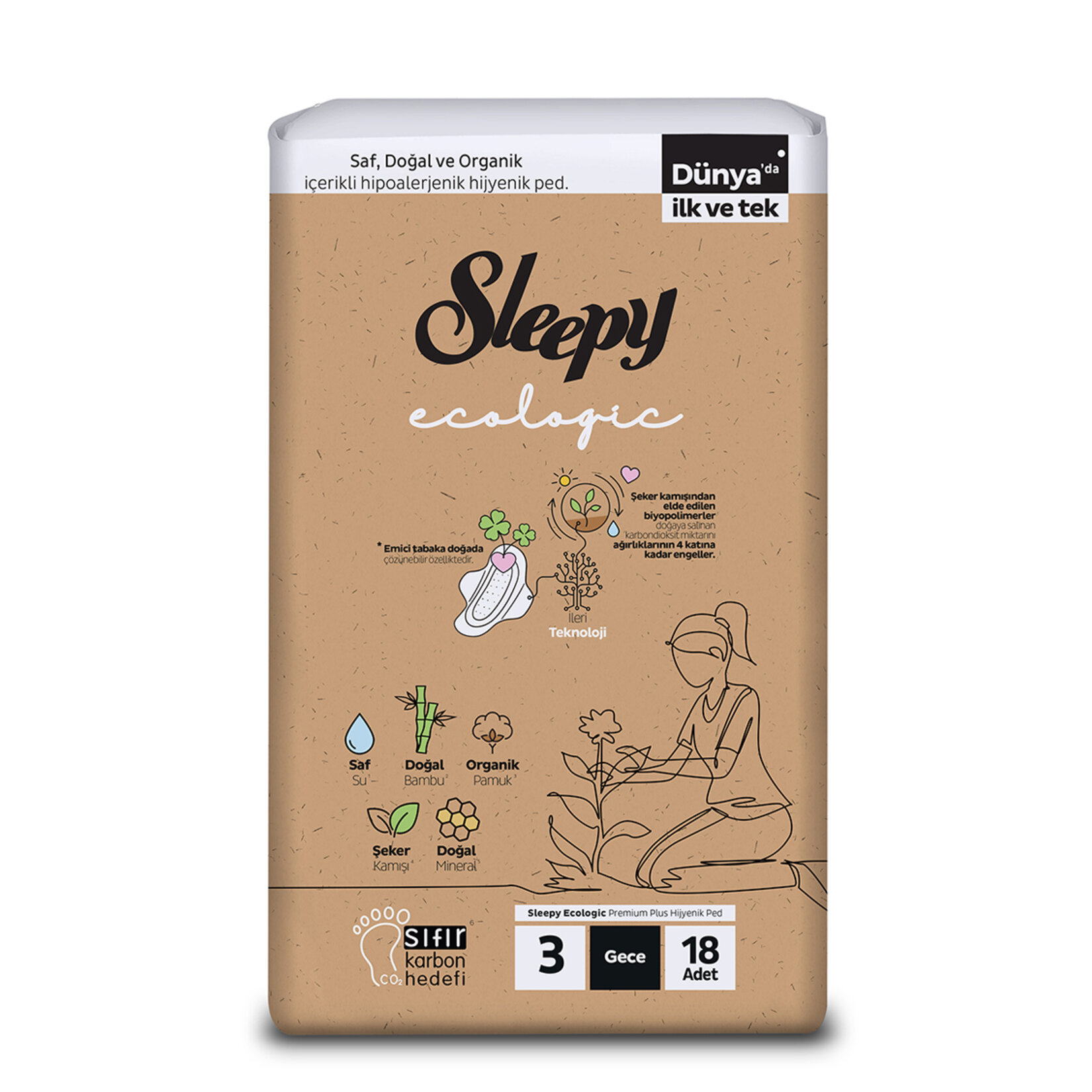 Sleepy Ecologic Soft Hijyenik Ped Gece 18'li