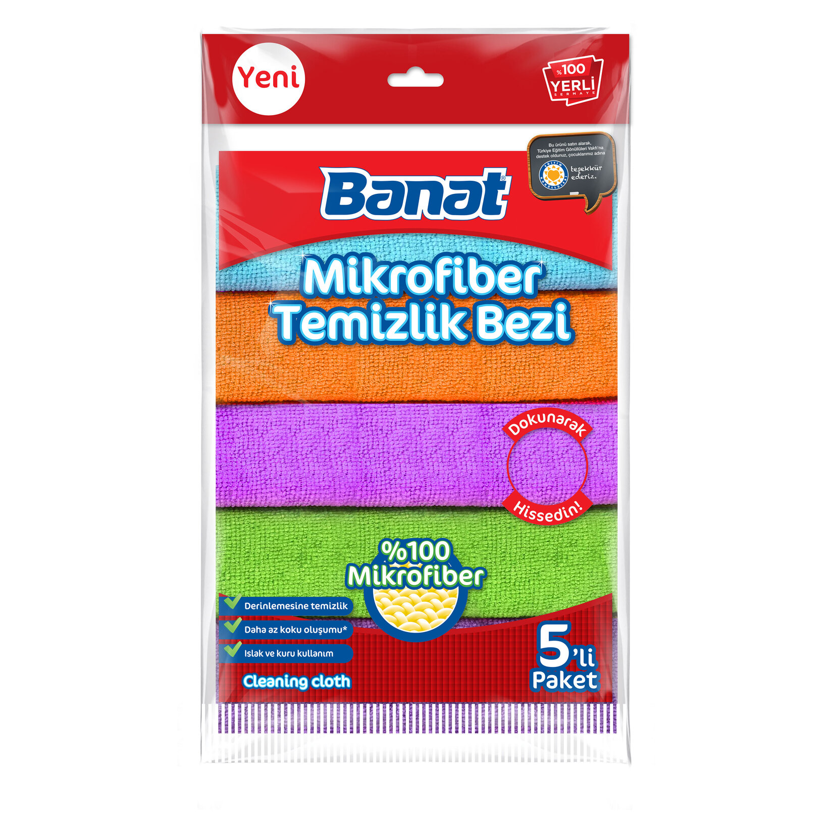 Banat Renkli Mikrofiber Temizlik Bezi 5'Li