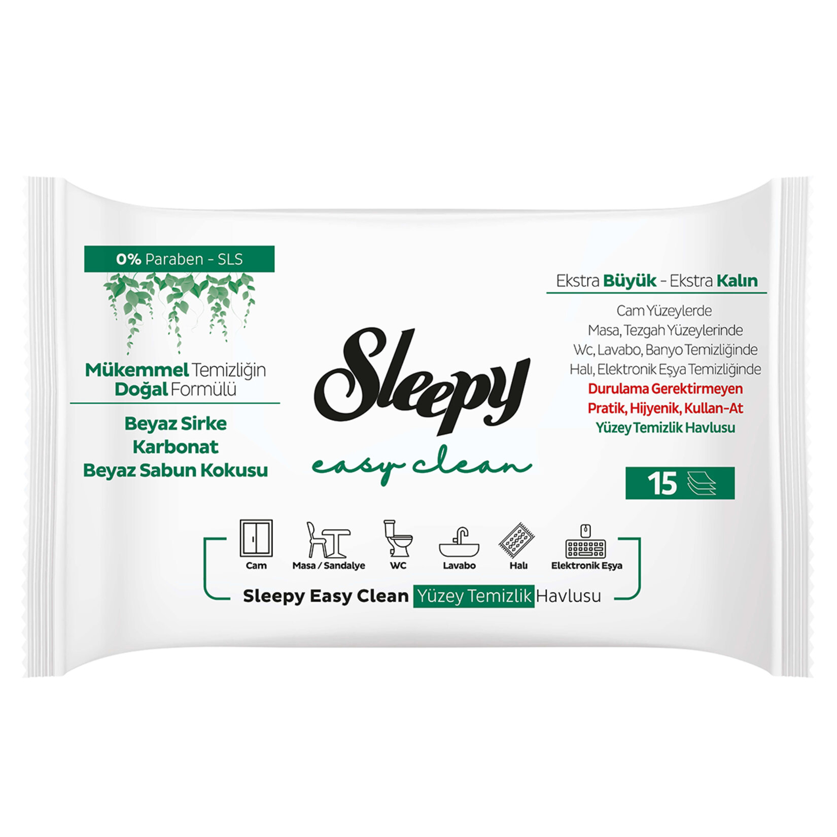 Sleepy Easy Clean Yüzey Temizlik Havlusu 2x15lı