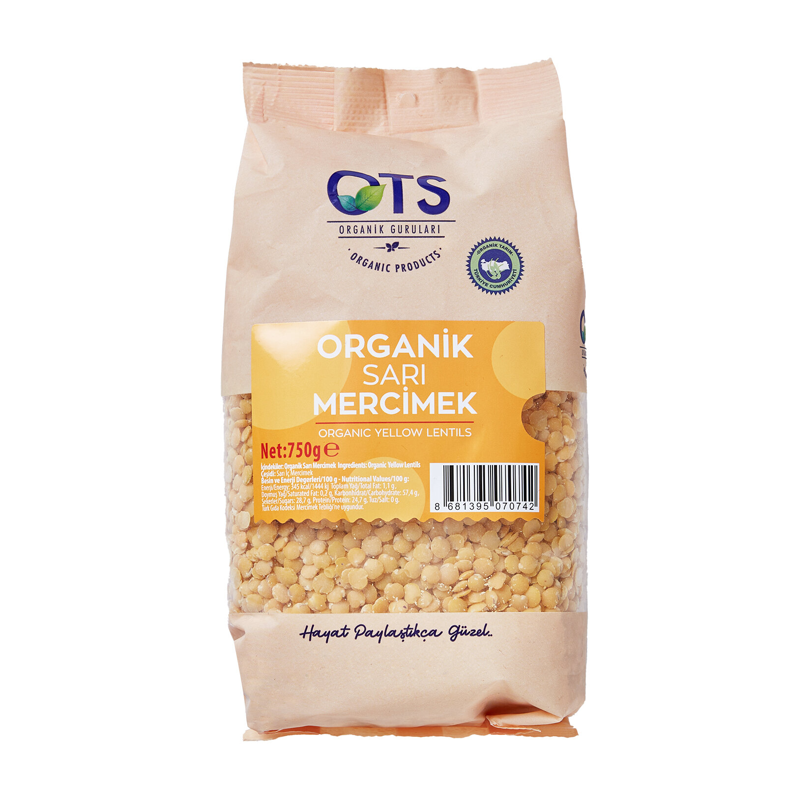 Ots Organik Sarı Mercimek 750 G