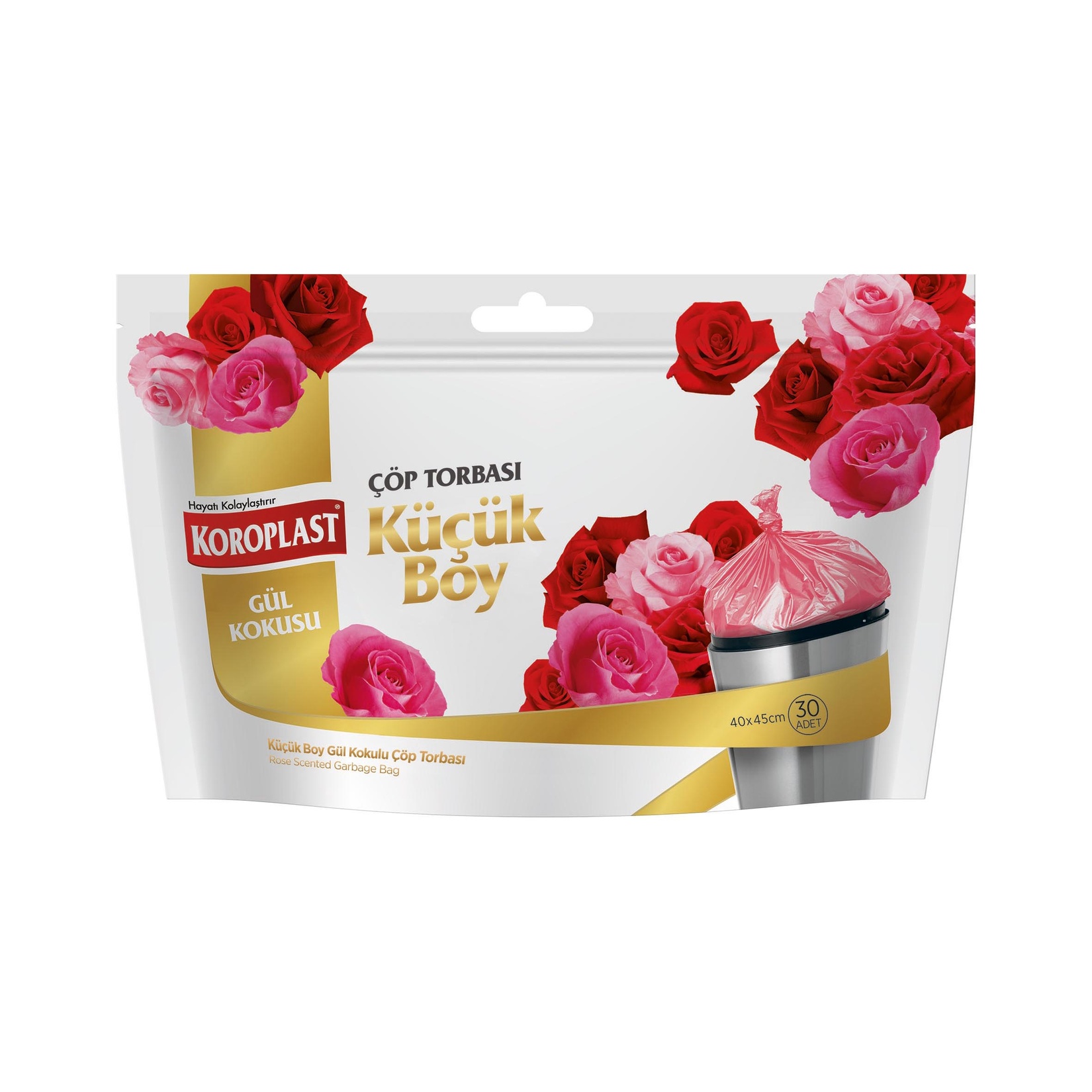 Koroplast Küçük Boy Gül Kokulu Çöp Torbası 30'Lu