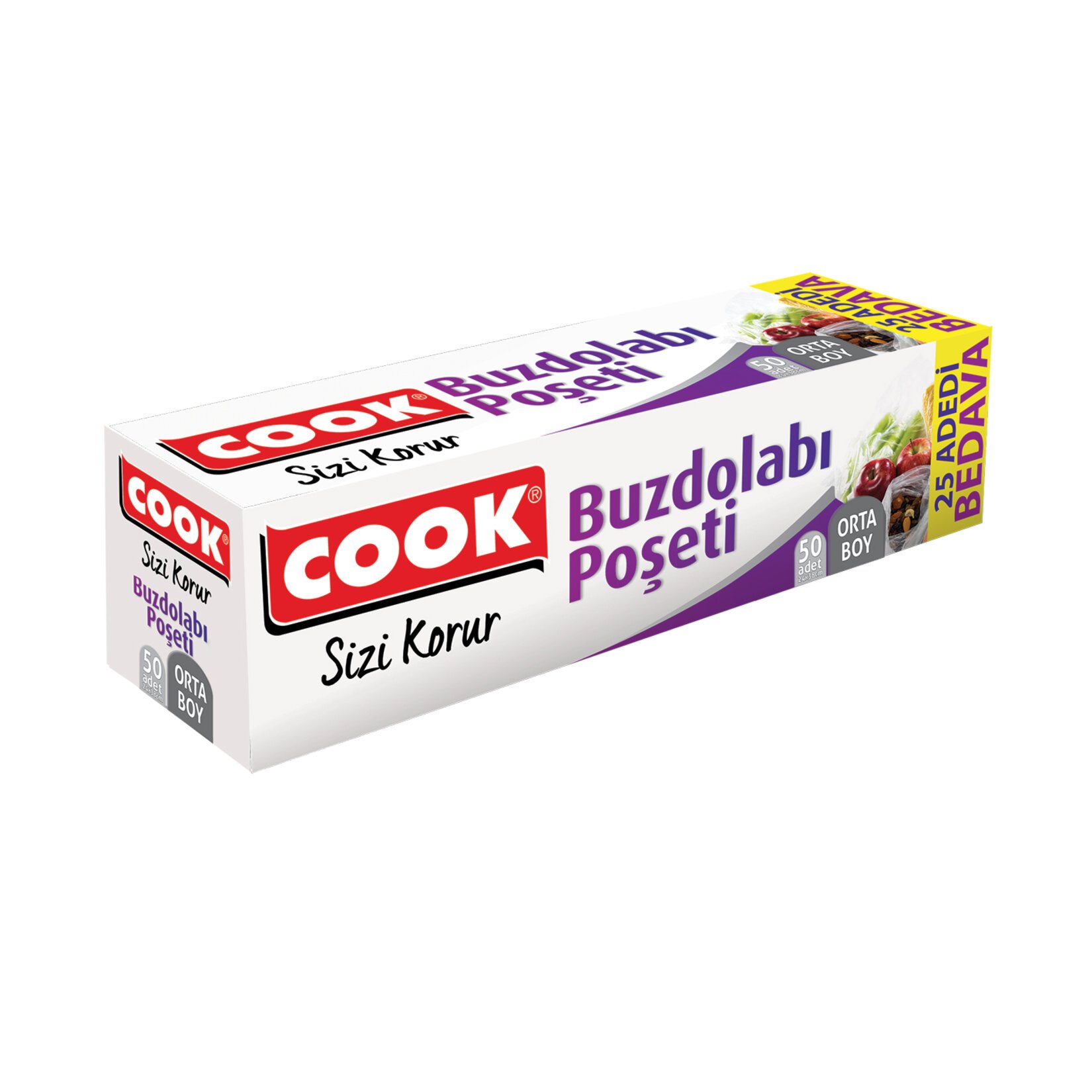 Cook Buzdolabı Poşeti Orta Boy 50'li 25 Adet Bed.