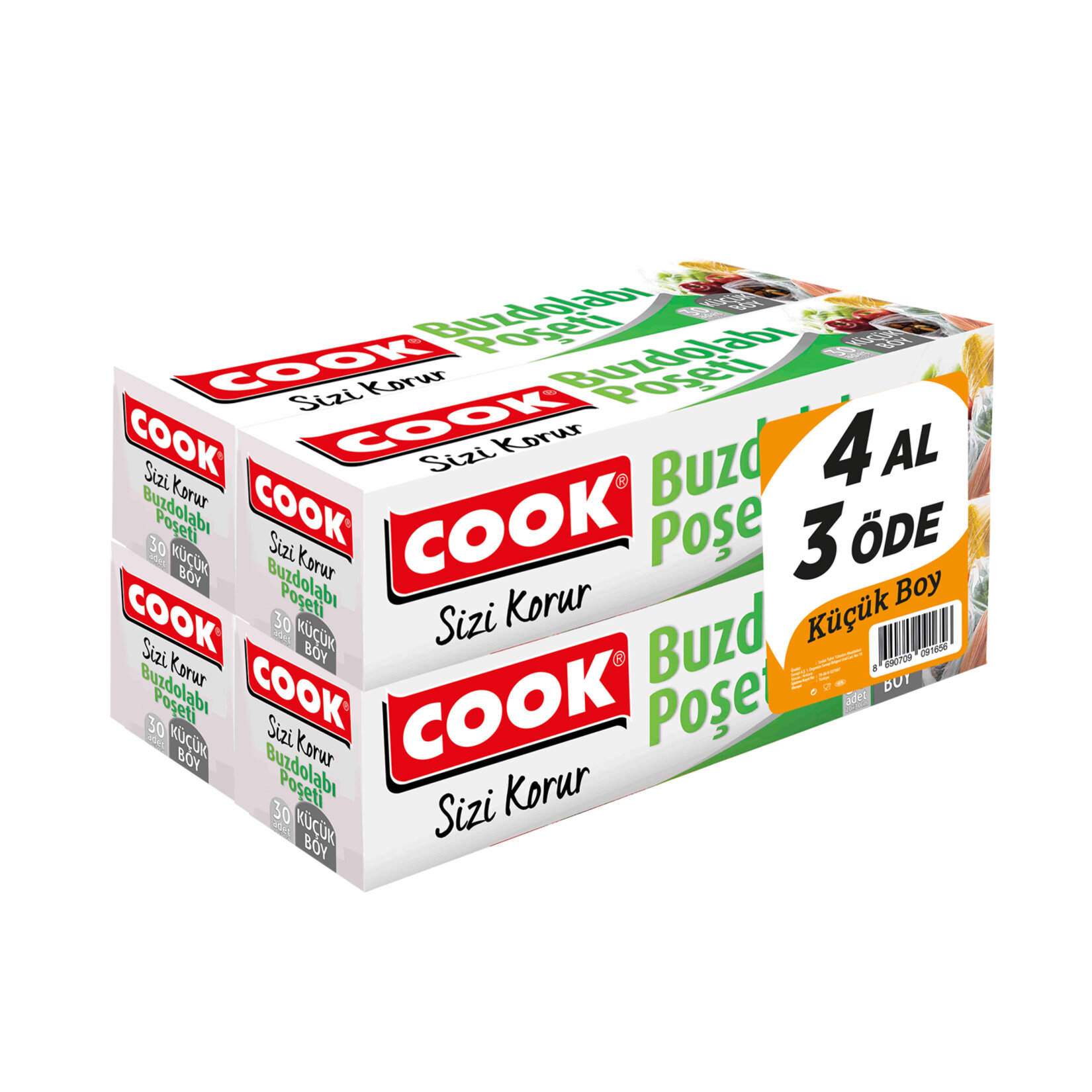 Cook Buzdolabı Poşeti Küçük Boy 4'lü Paket