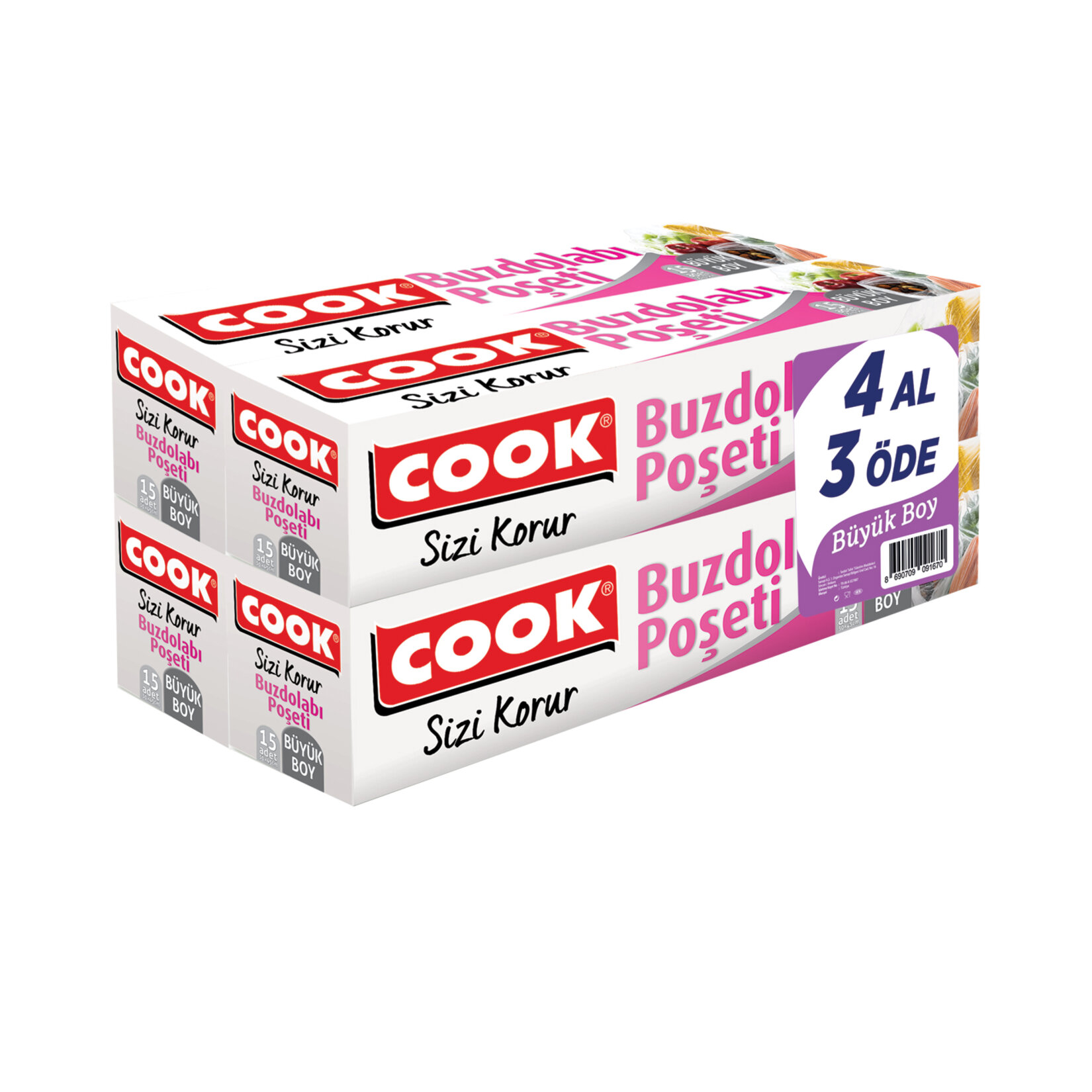 Cook Buzdolabı Poşeti Büyük Boy 4'lü Paket