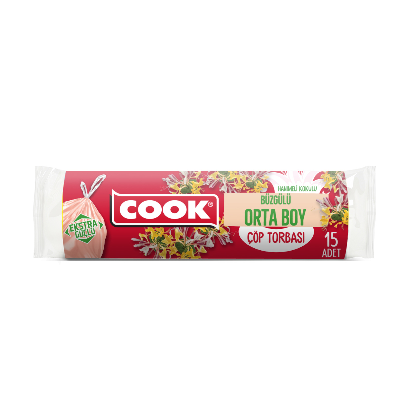Cook Büzgülü Çöp Torbası Orta Boy Hanımeli Kokulu 15'li