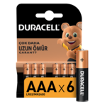 Duracell Alkalin AAA İnce Kalem Piller 6'lı Paket