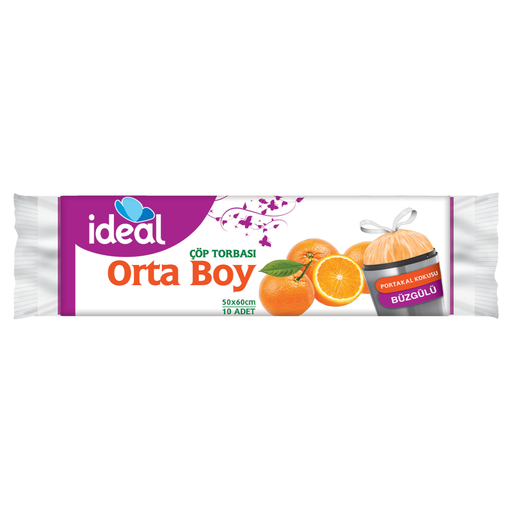 İdeal Portakal Kokulu Büzgüllü Çöp Torbası Orta 10'lu