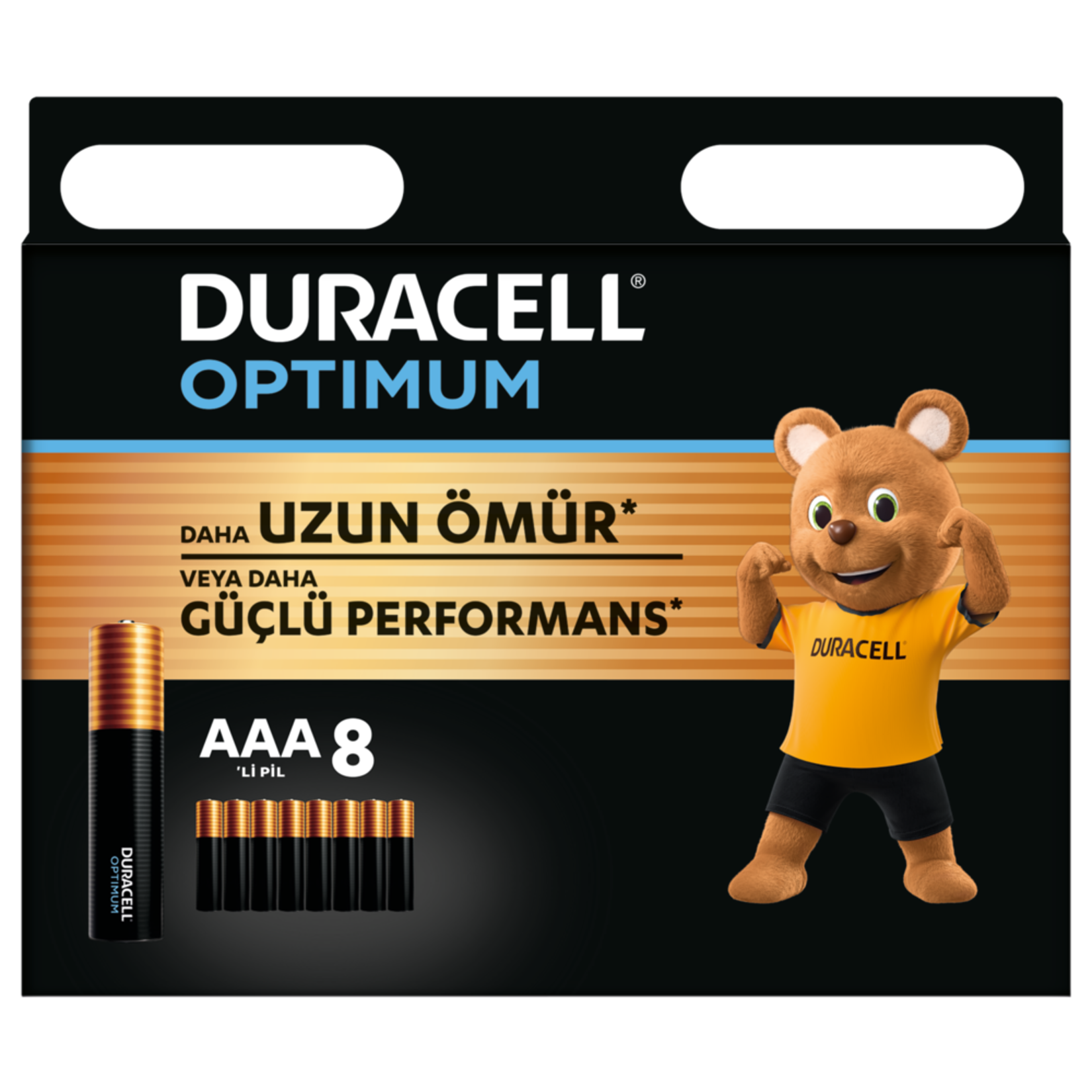Duracell Optimum AAA Alkalin İnce Kalem Pil 1,5 V (LR03 / MN2400) 8’li Paket