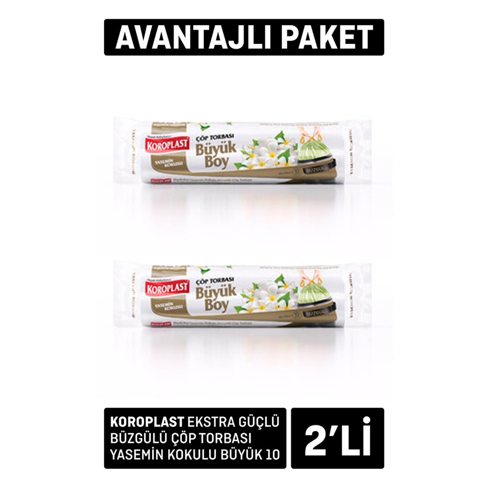 Koroplast Yasemin Büzgülü Büyük Çöp Torbası 2 Adet x 10'lu
