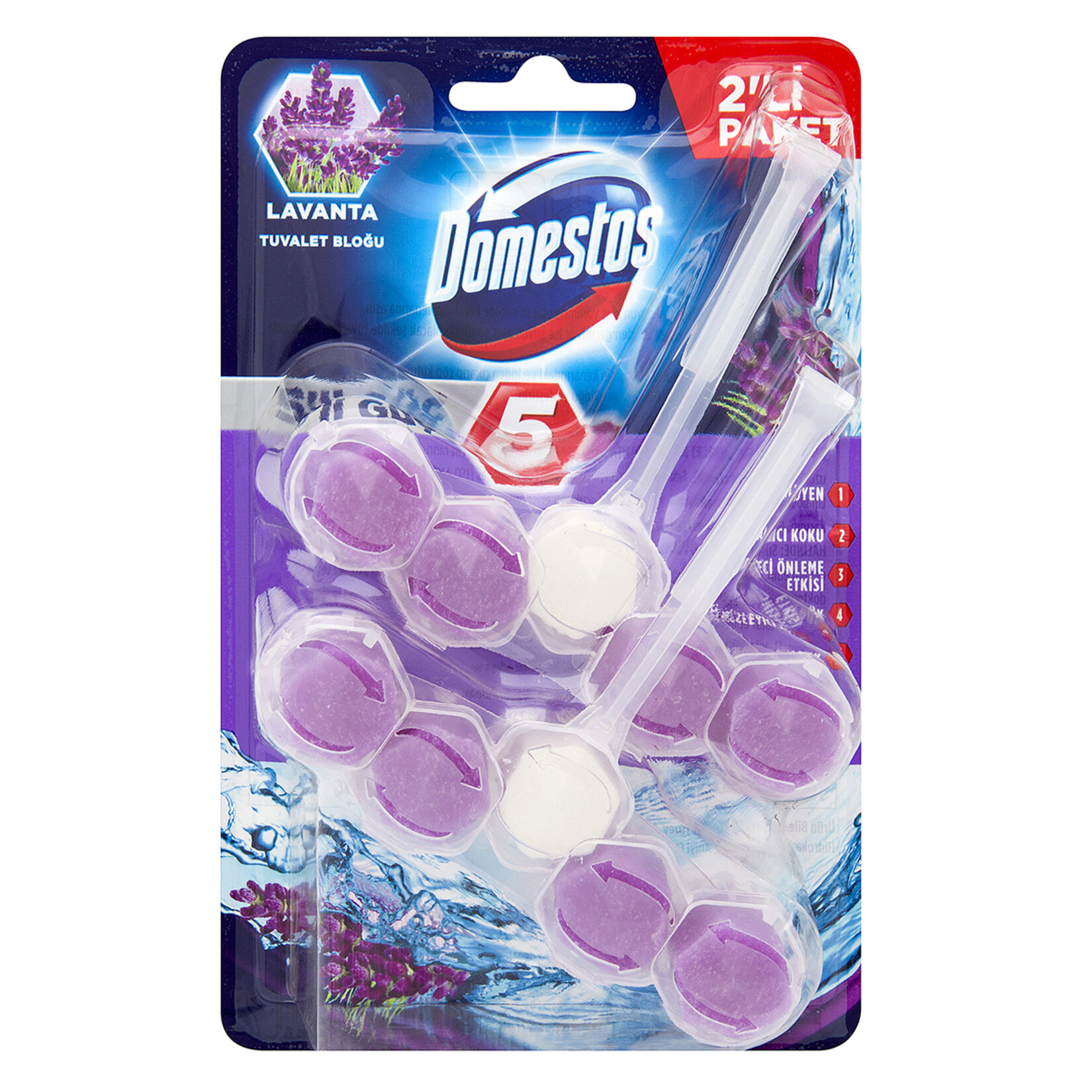 Domestos Wc Blok 5'Li Güç  Lavanta Kokulu 2X55 G