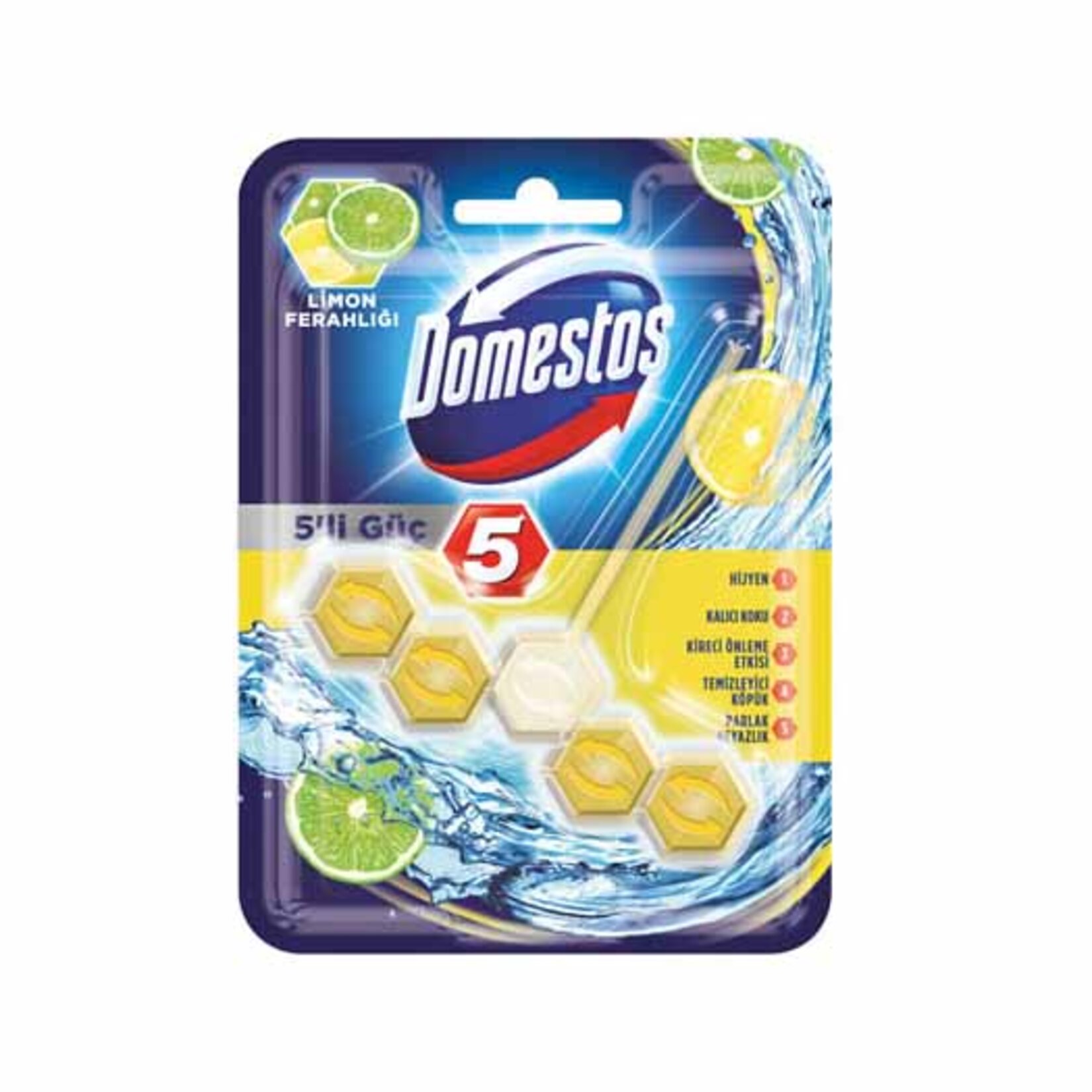 Domestos Wc Blok 5'Li Güç Limon Ferahlığı 55 G
