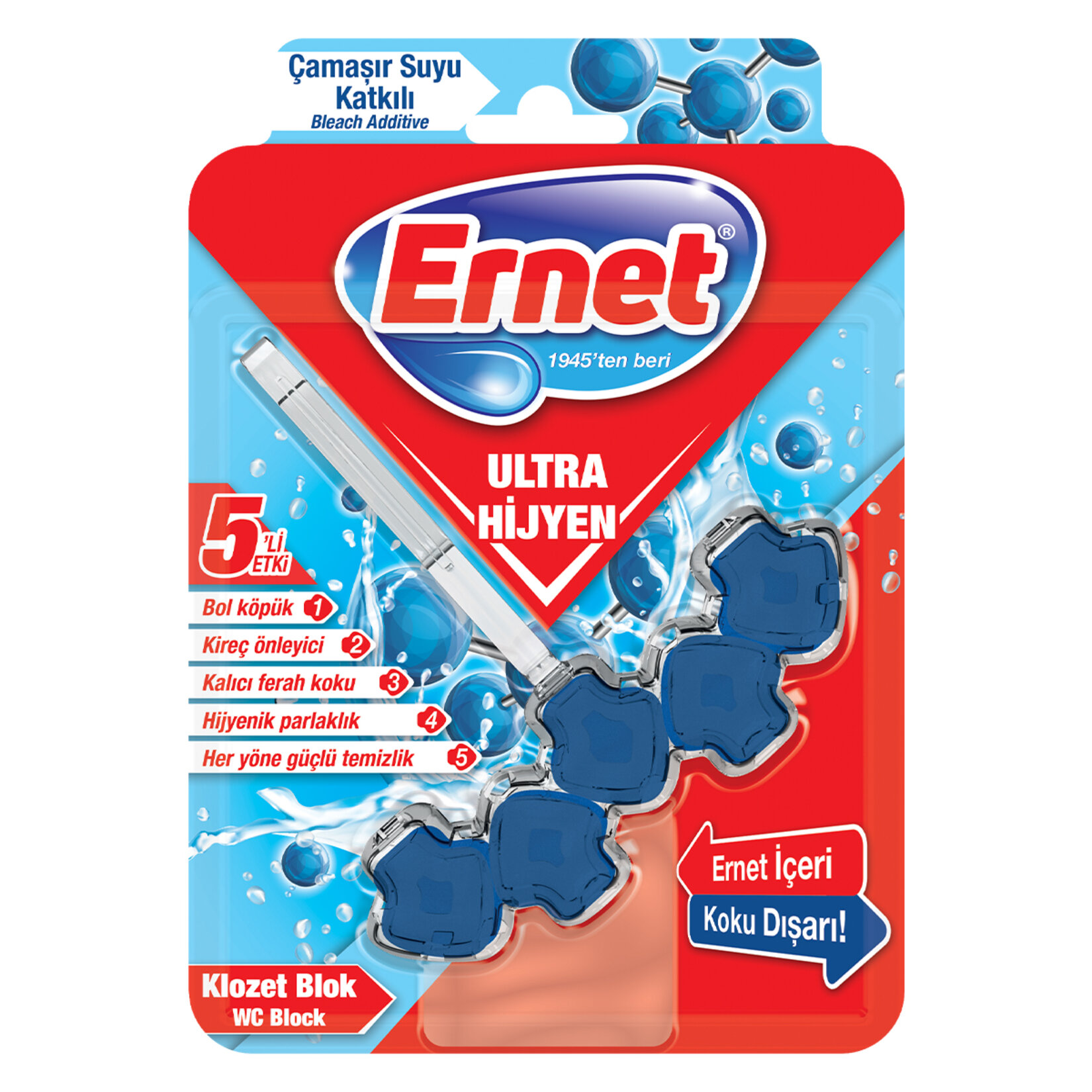 Ernet Ultra Hijyen Klozet Blok Çamaşır Suyu Katkılı 50G