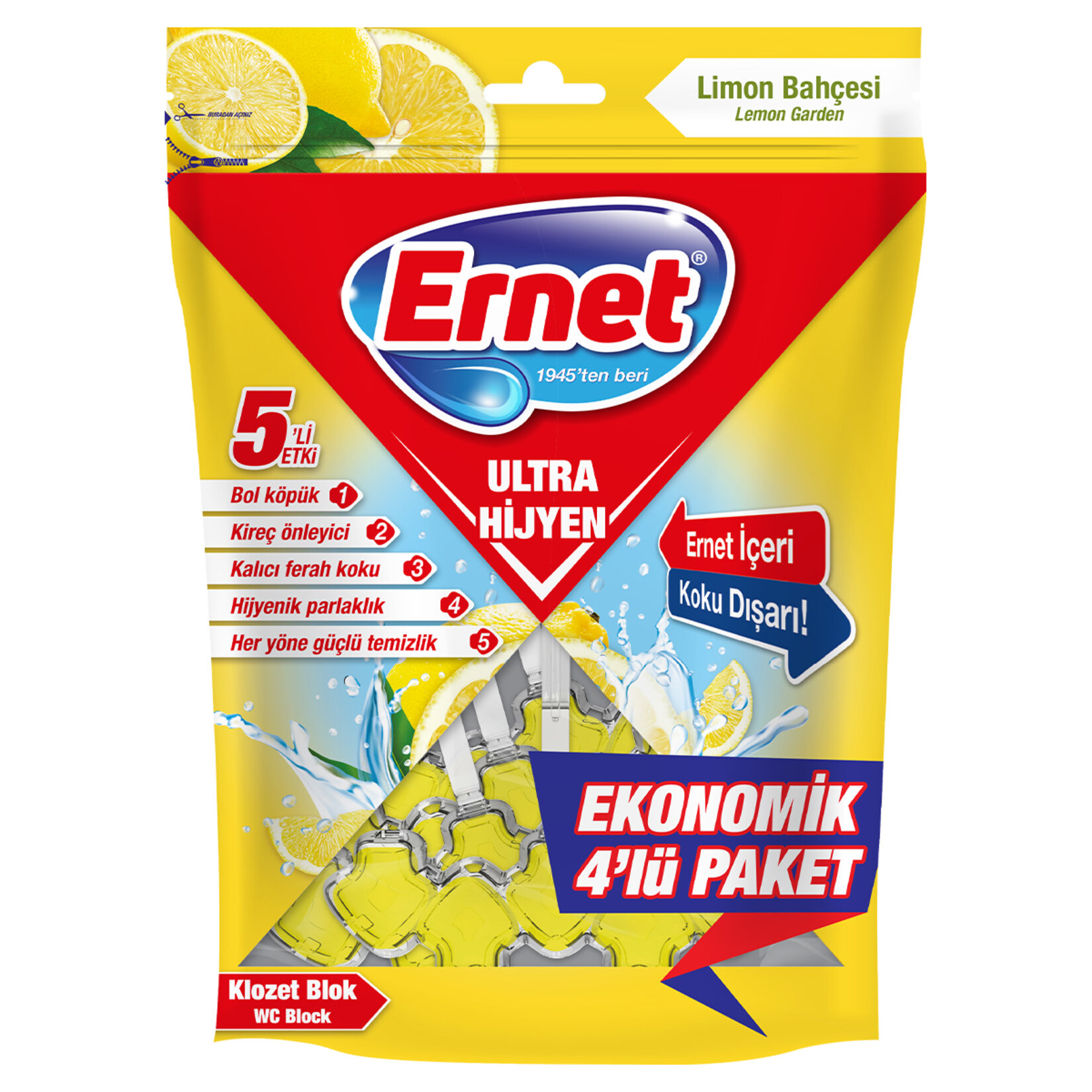 Ernet Ultra Hijyen Limon Bahçesi Klozet Blok 4x50g