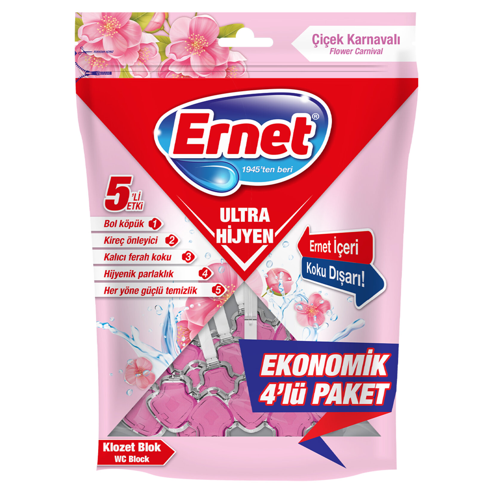 Ernet Ultra Hijyen Çiçek Karnavalı Klozet Blok 4x50g