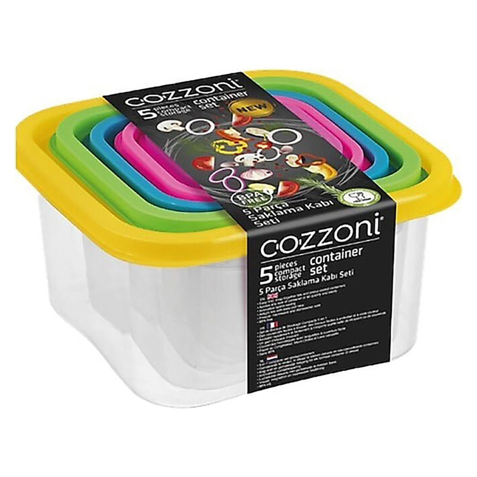 Cozzoni Kapaklı Saklama Kabı Seti 5'li