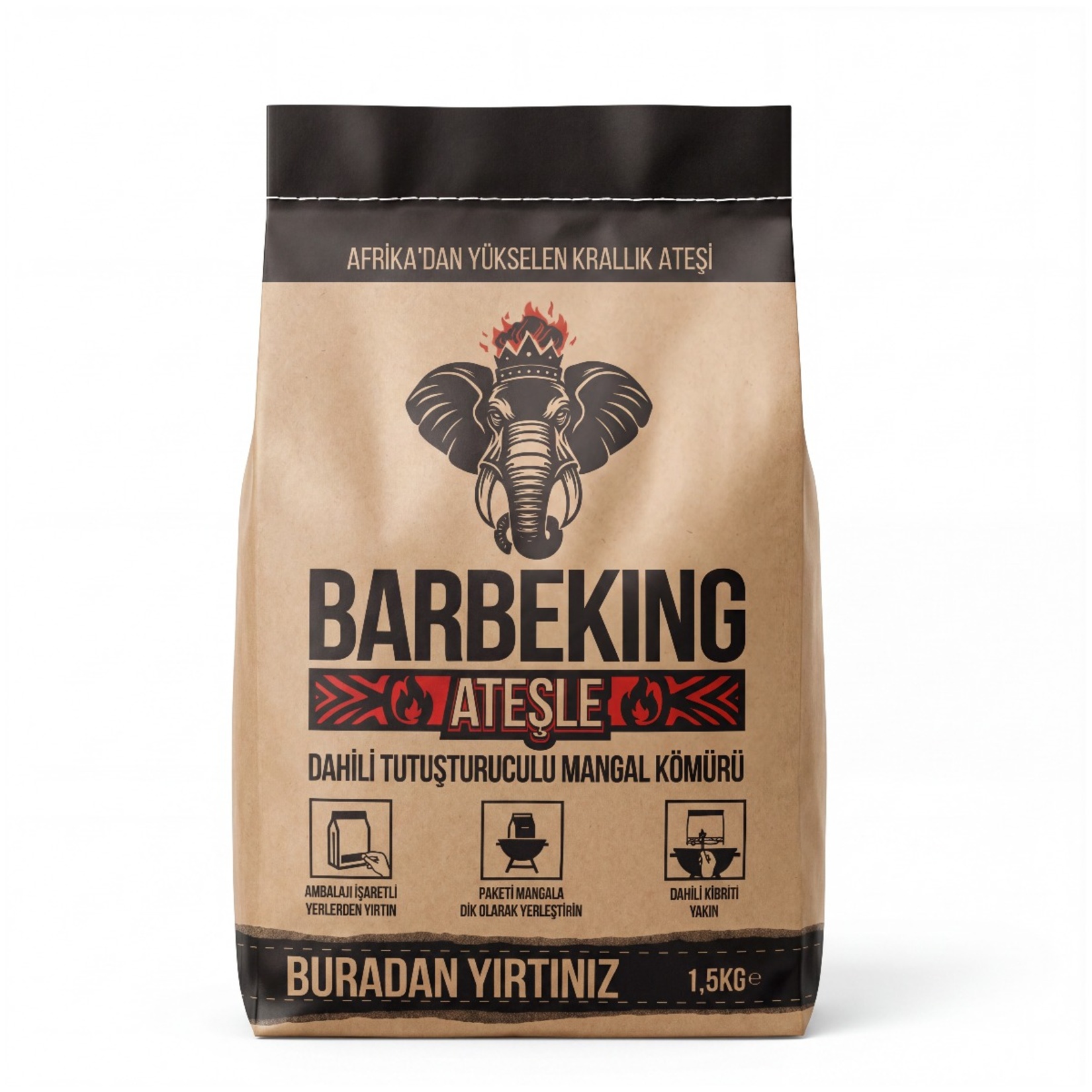 Barbeking Dahili Tutuşturuculu Mangal Kömürü 1.5 Kg