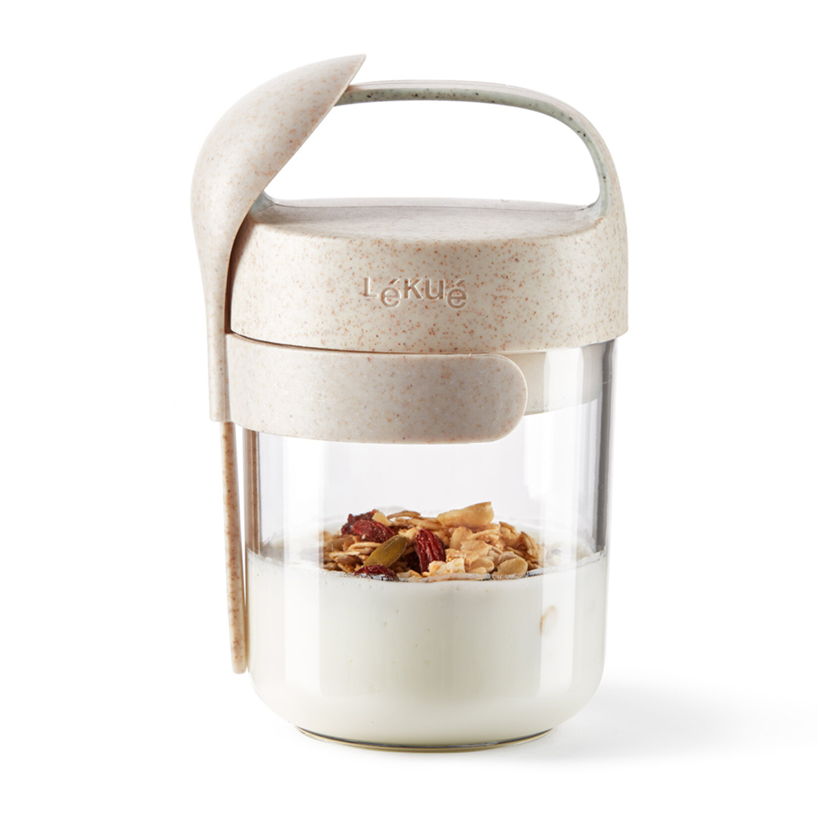 Lekue Jar To Go Organik Kaşıklı Bej Yemek Saklama Kabı