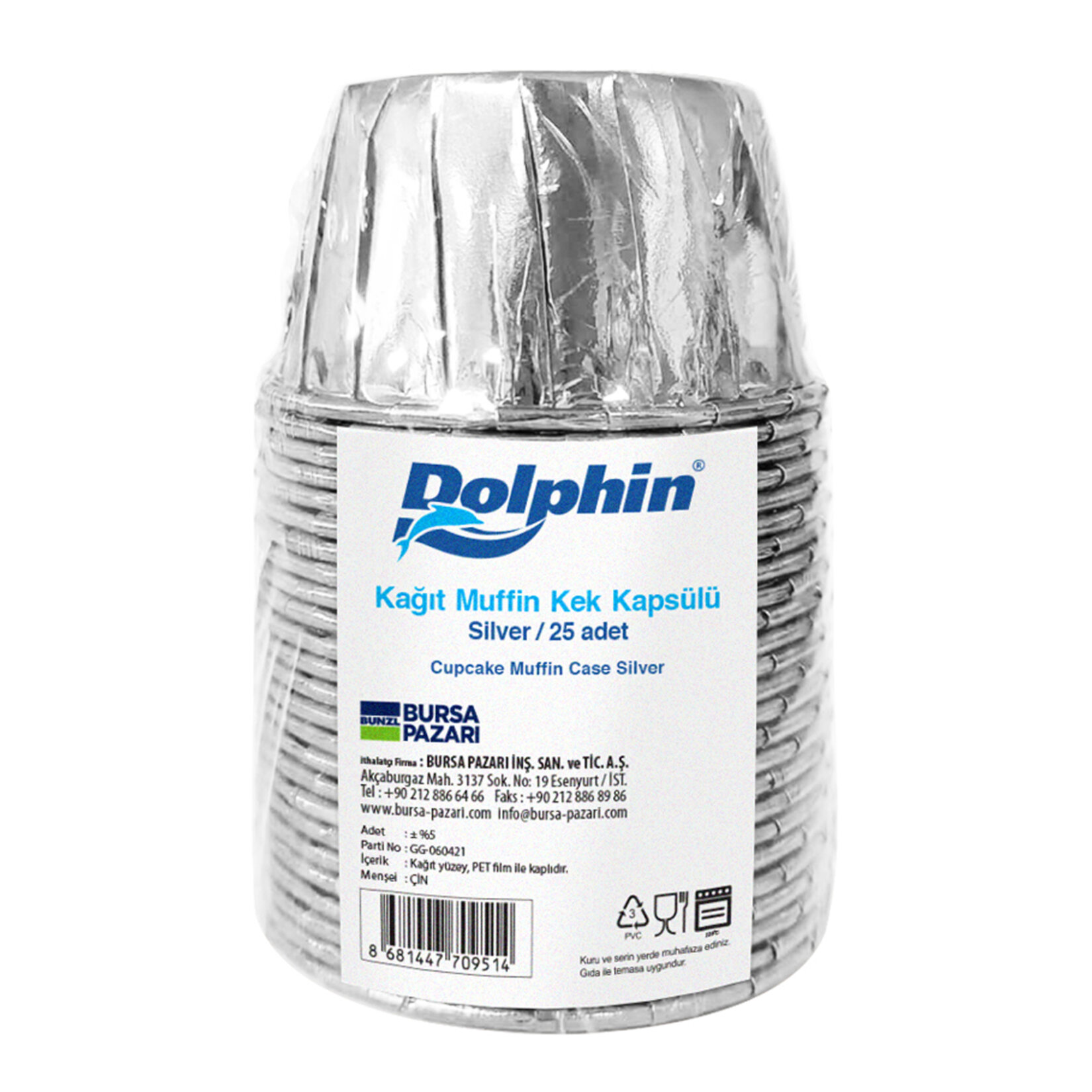 Dolphın Kağıt Asorti Renkli Muffin Kek Kapsülü 25'li